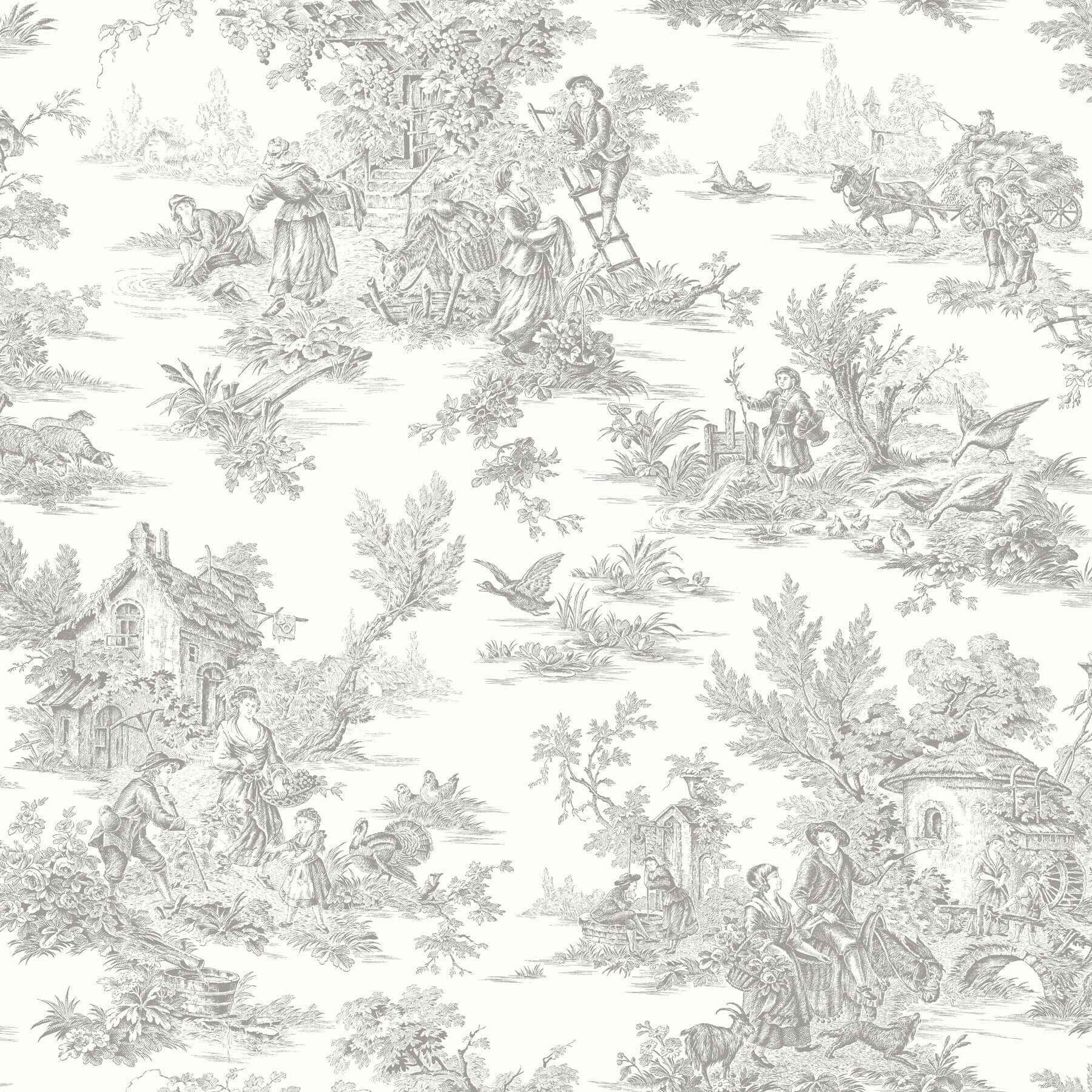 Campagne Toile Grey Wallpaper - York Wallcoverings - RT7940 - York Wallcoverings Wallpaper