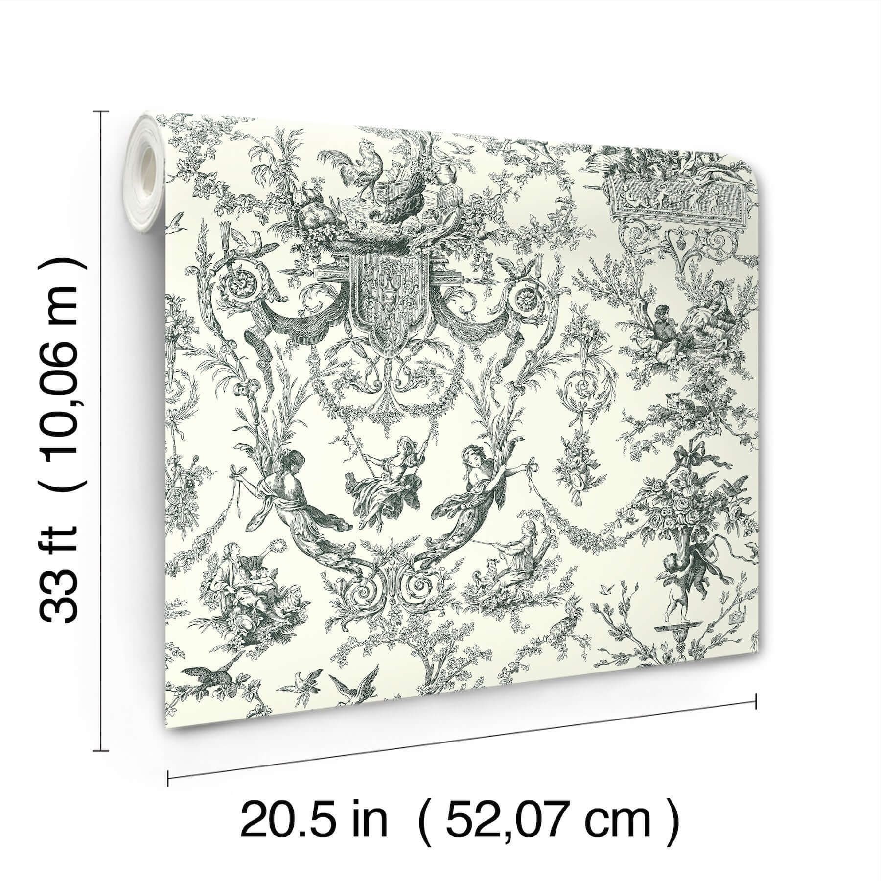 old-world-toile-black-white-wallpaper-york-wallcoverings-at4237 - York Wallcoverings Wallpaper