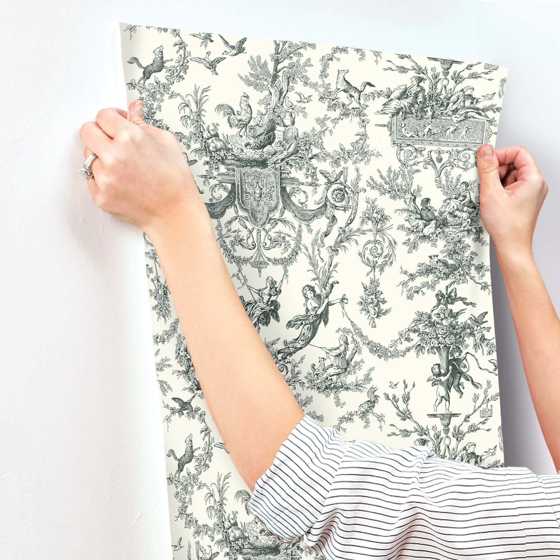 old-world-toile-black-white-wallpaper-york-wallcoverings-at4237 - York Wallcoverings Wallpaper