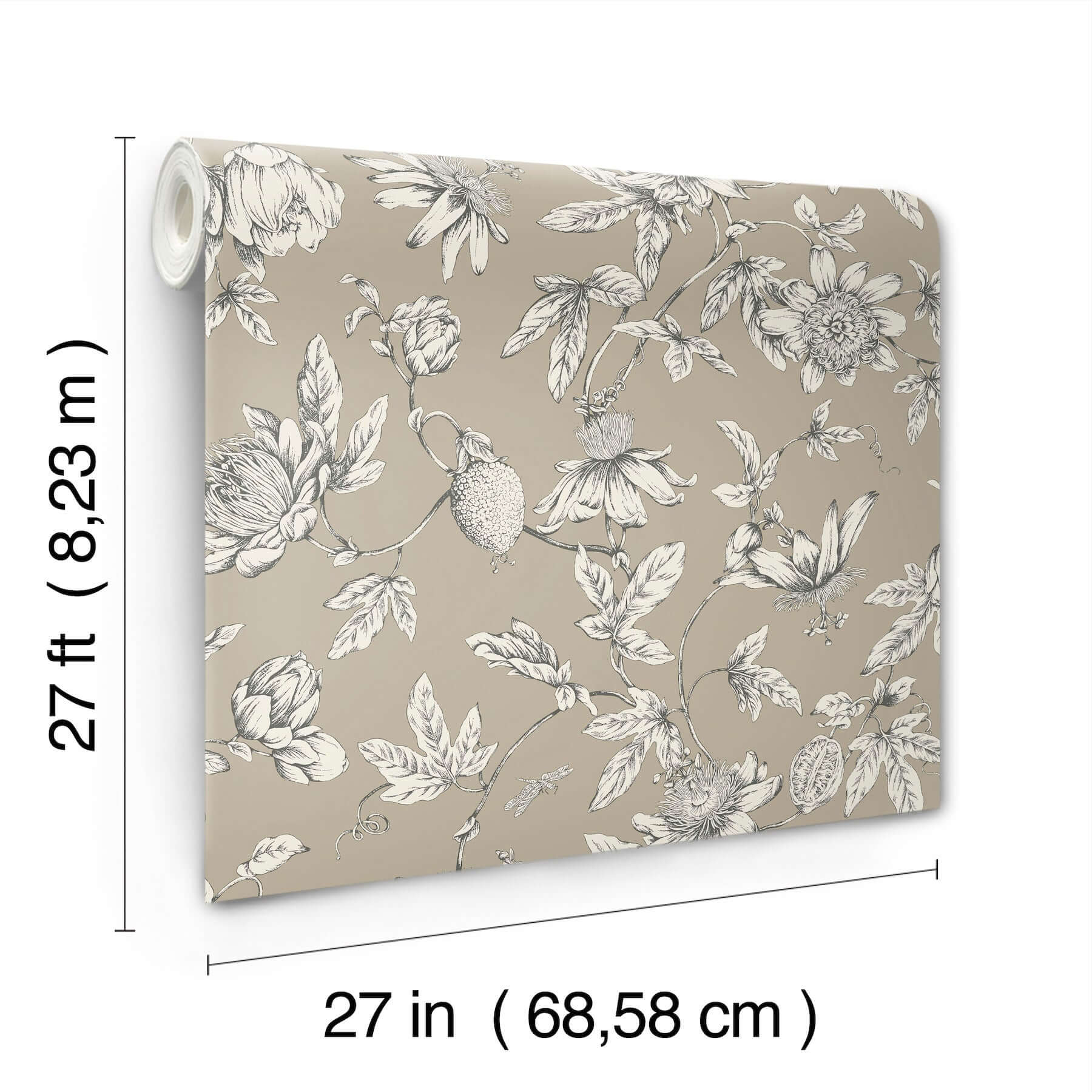 passion-flower-toile-wallpaper-linen-york-wallcoverings-rt7852 - York Wallcoverings Wallpaper