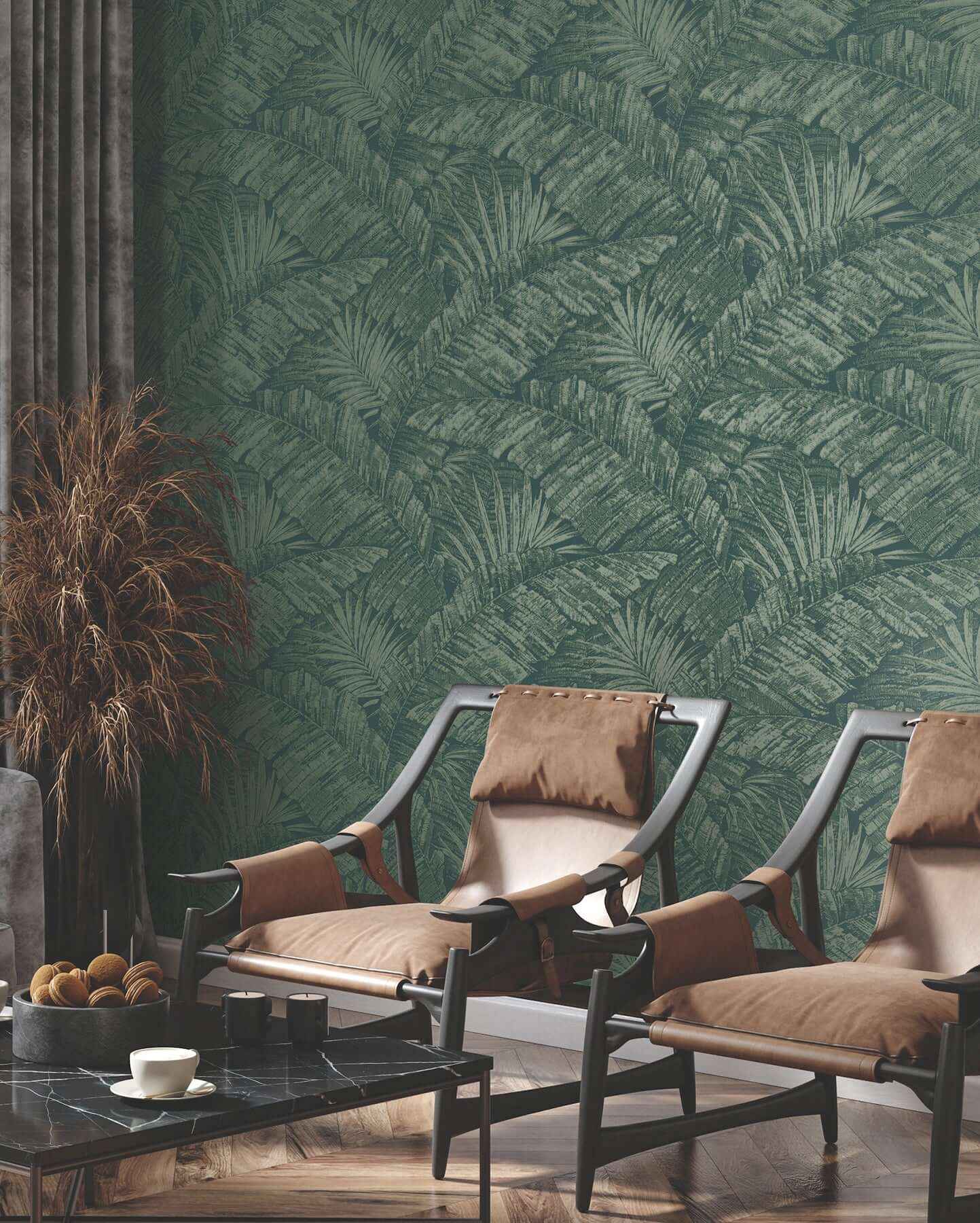 Palm Cove Toile Emerald Forest Wallpaper - York Wallcoverings - RT7924 - York Wallcoverings Wallpaper