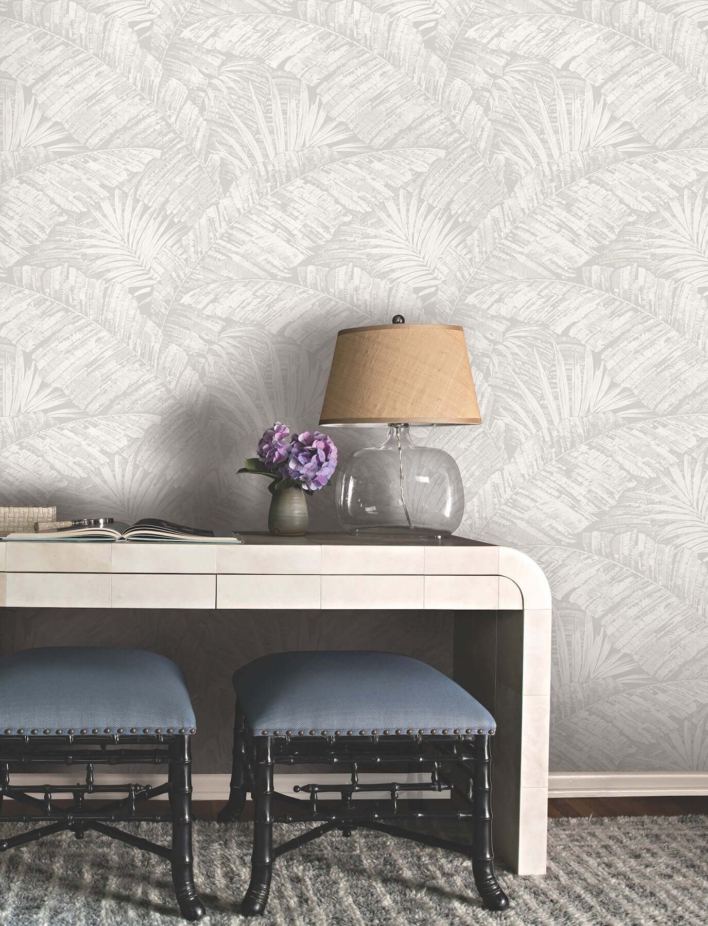 palm-cove-toile-wallpaper-whitegrey-york-wallcoverings-rt7922 - York Wallcoverings Wallpaper
