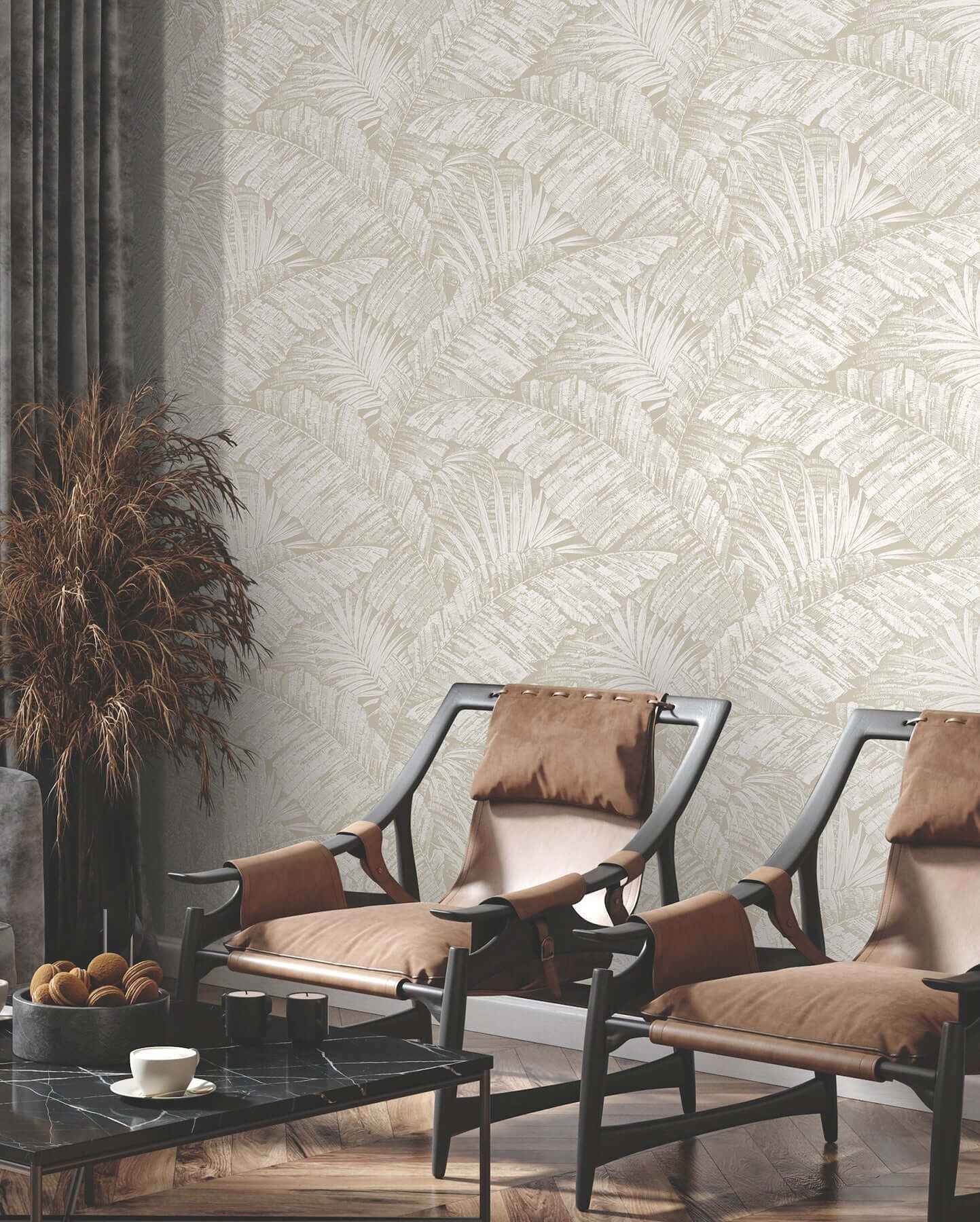 Palm Cove Toile White & Taupe Wallpaper - York Wallcoverings - RT7926 - York Wallcoverings Wallpaper