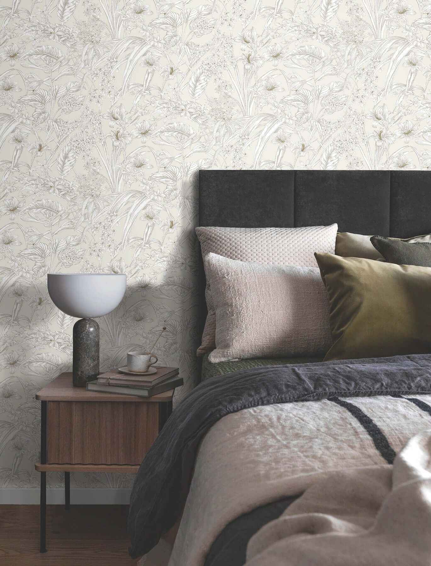 Orchid Conservatory Toile Beige & Taupe Wallpaper - York Wallcoverings - RT7883 - York Wallcoverings Wallpaper