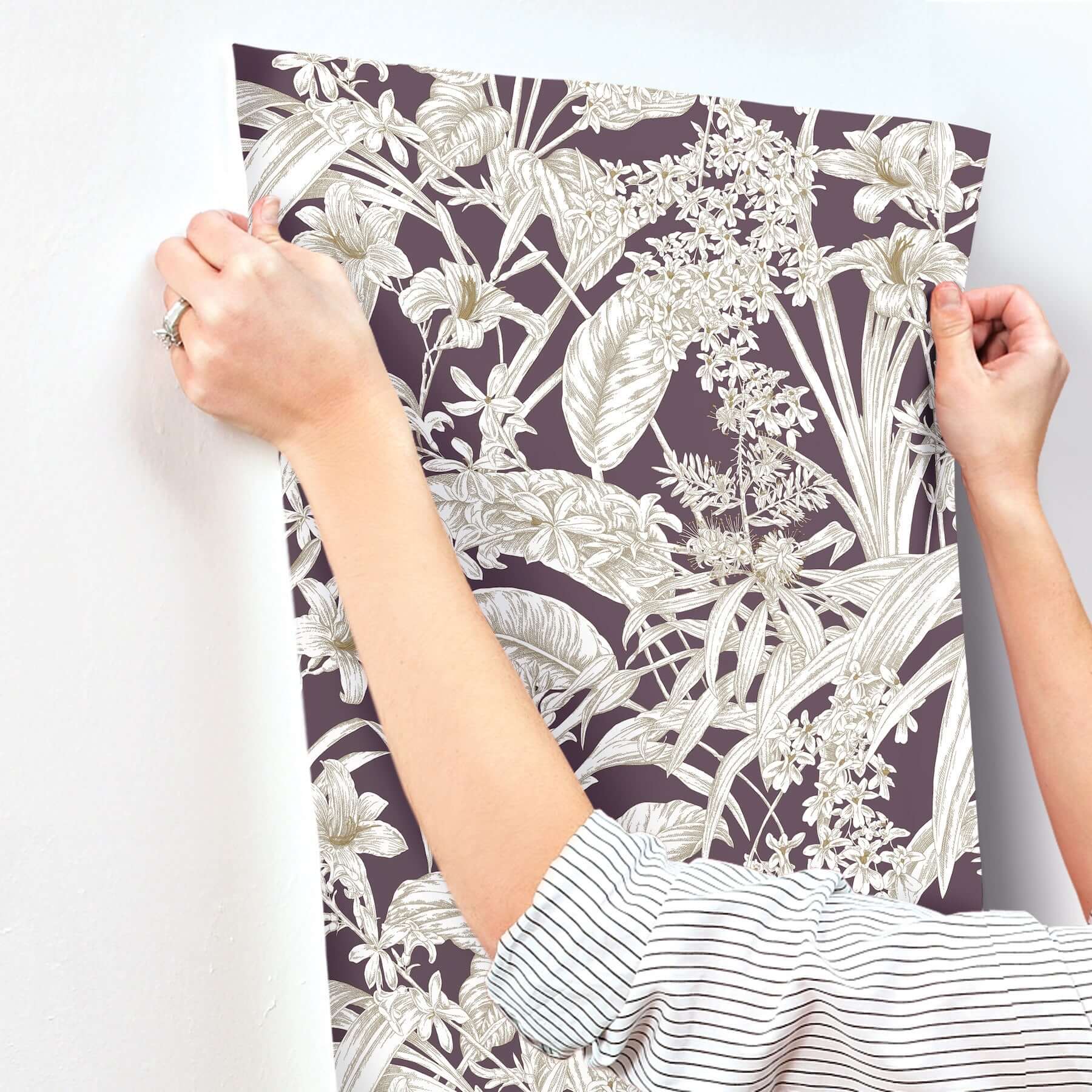 orchid-conservatory-toile-wallpaper-mulberry-york-wallcoverings-rt7881 - York Wallcoverings Wallpaper
