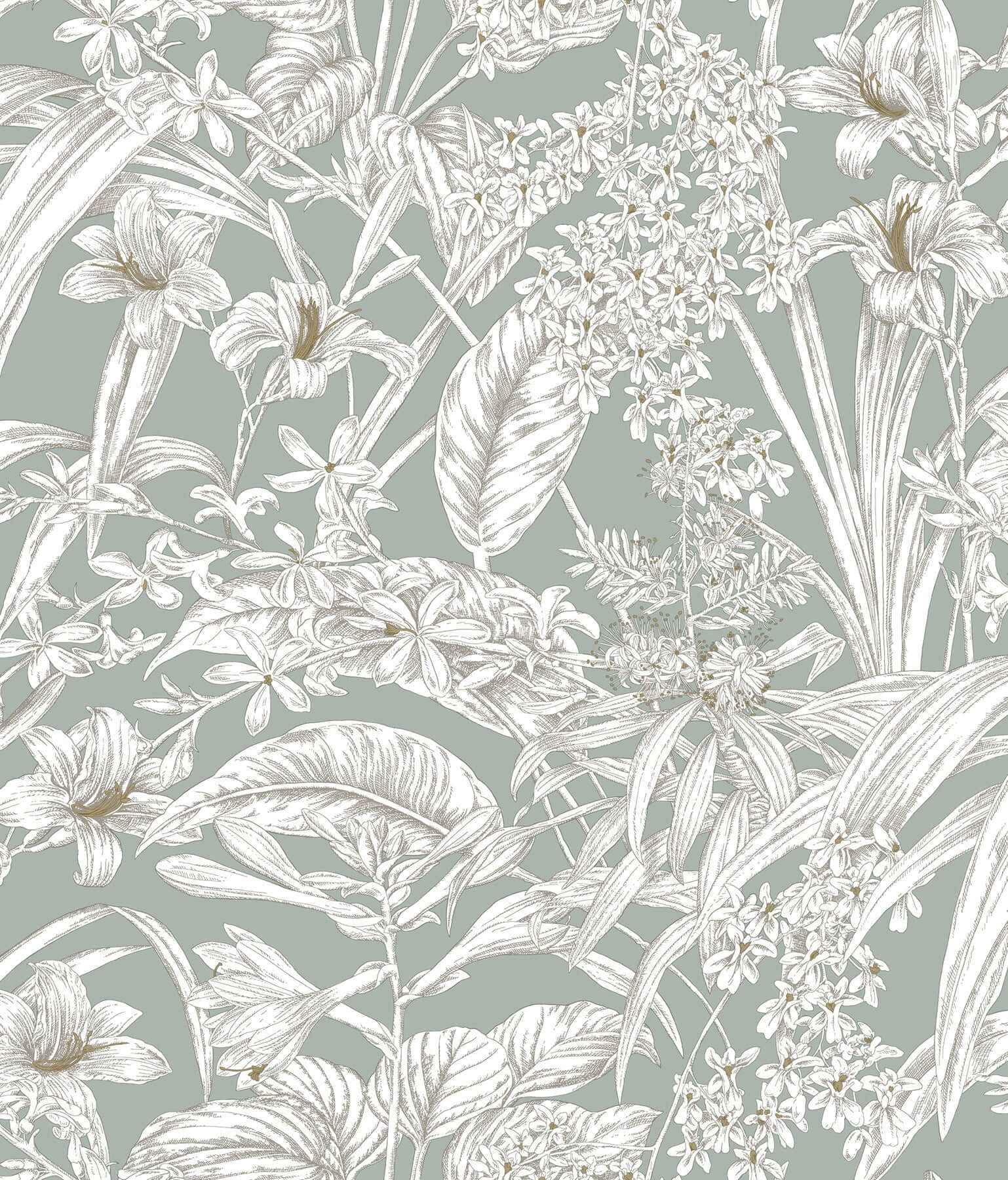 Orchid Conservatory Toile Seamist & Taupe Wallpaper - York Wallcoverings - RT7882 - York Wallcoverings Wallpaper