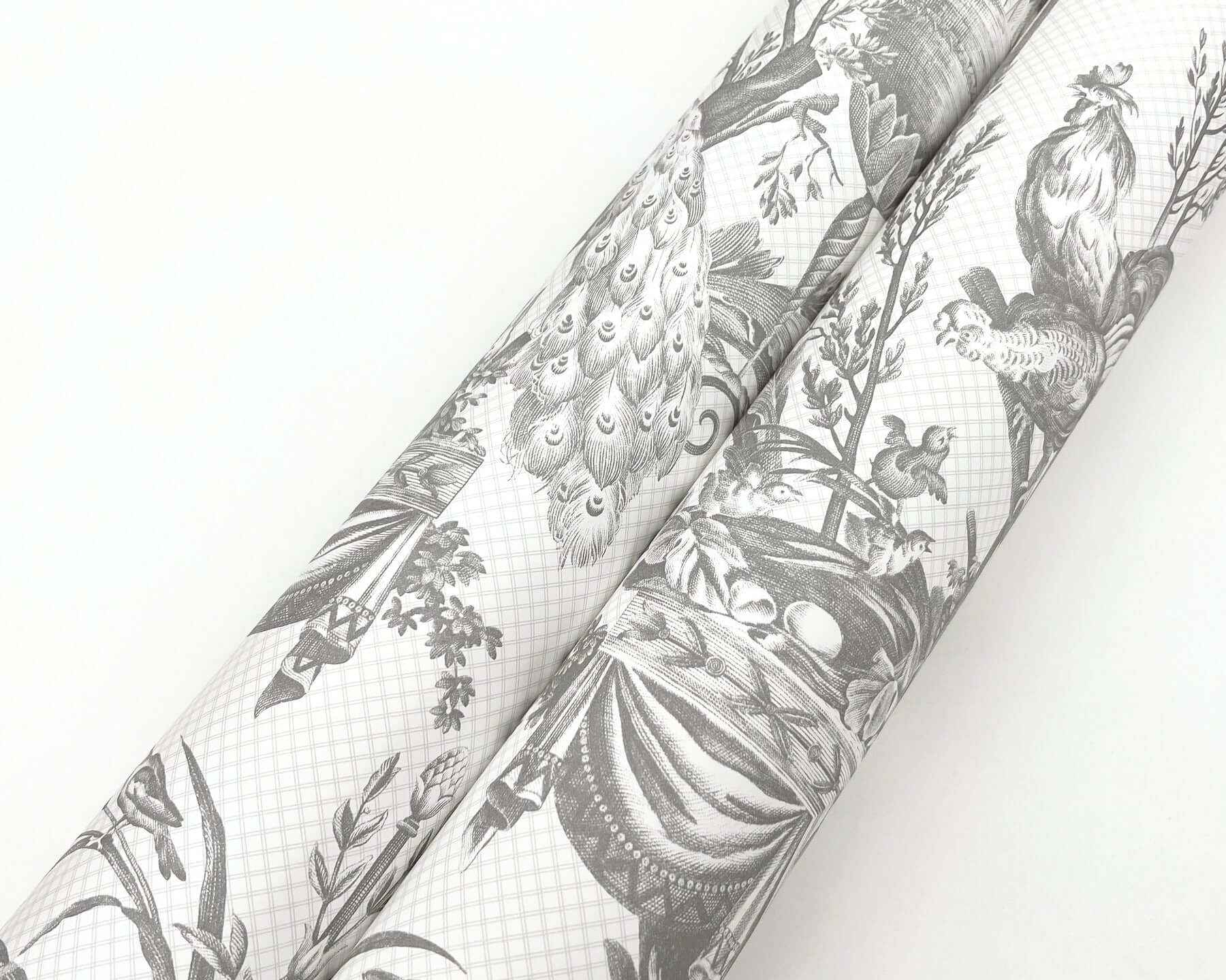 Avian Fountain Toile Grey Wallpaper - York Wallcoverings - RT7815 - York Wallcoverings Wallpaper