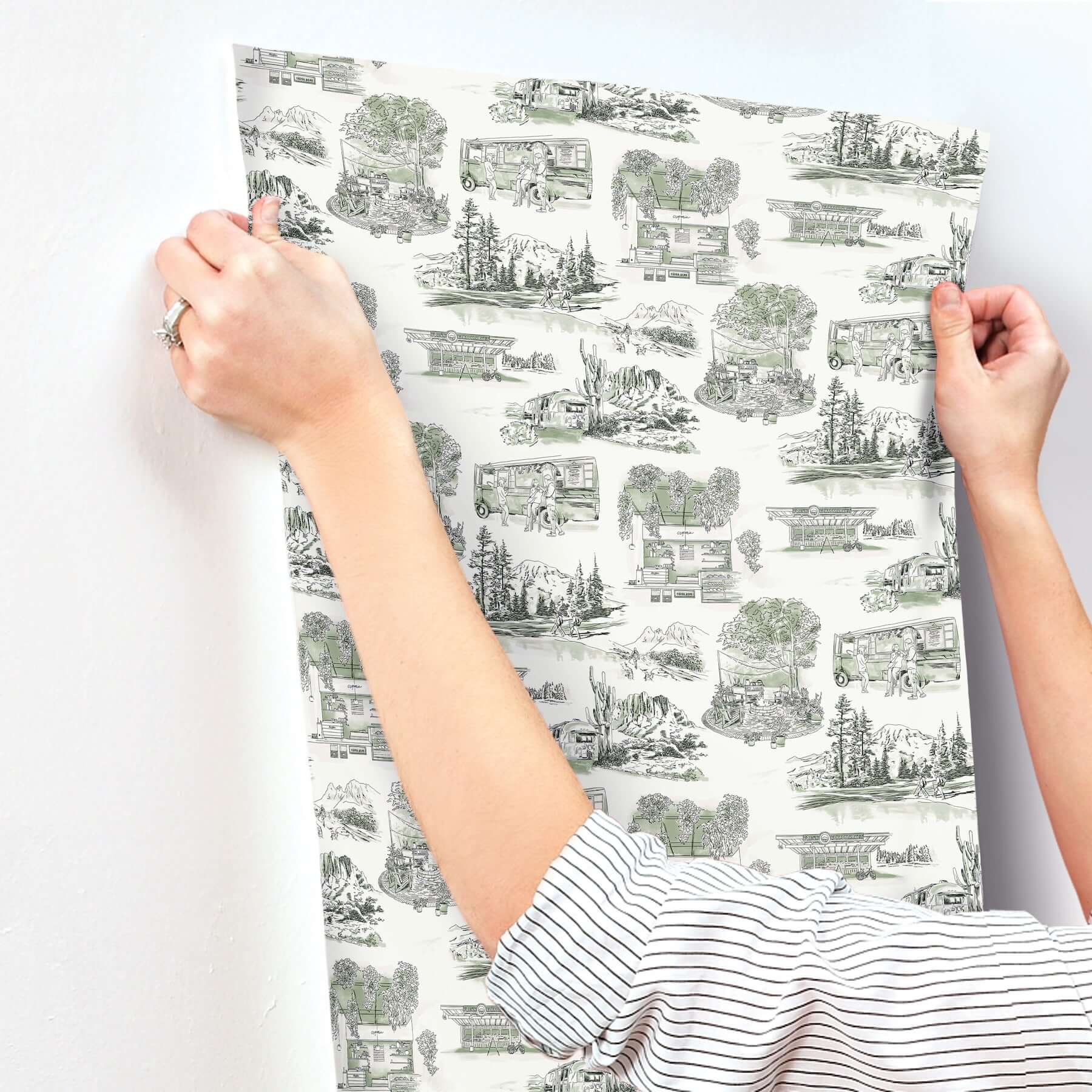 modern-vista-toile-wallpaper-evergreen-york-wallcoverings-rt7863 - York Wallcoverings Wallpaper