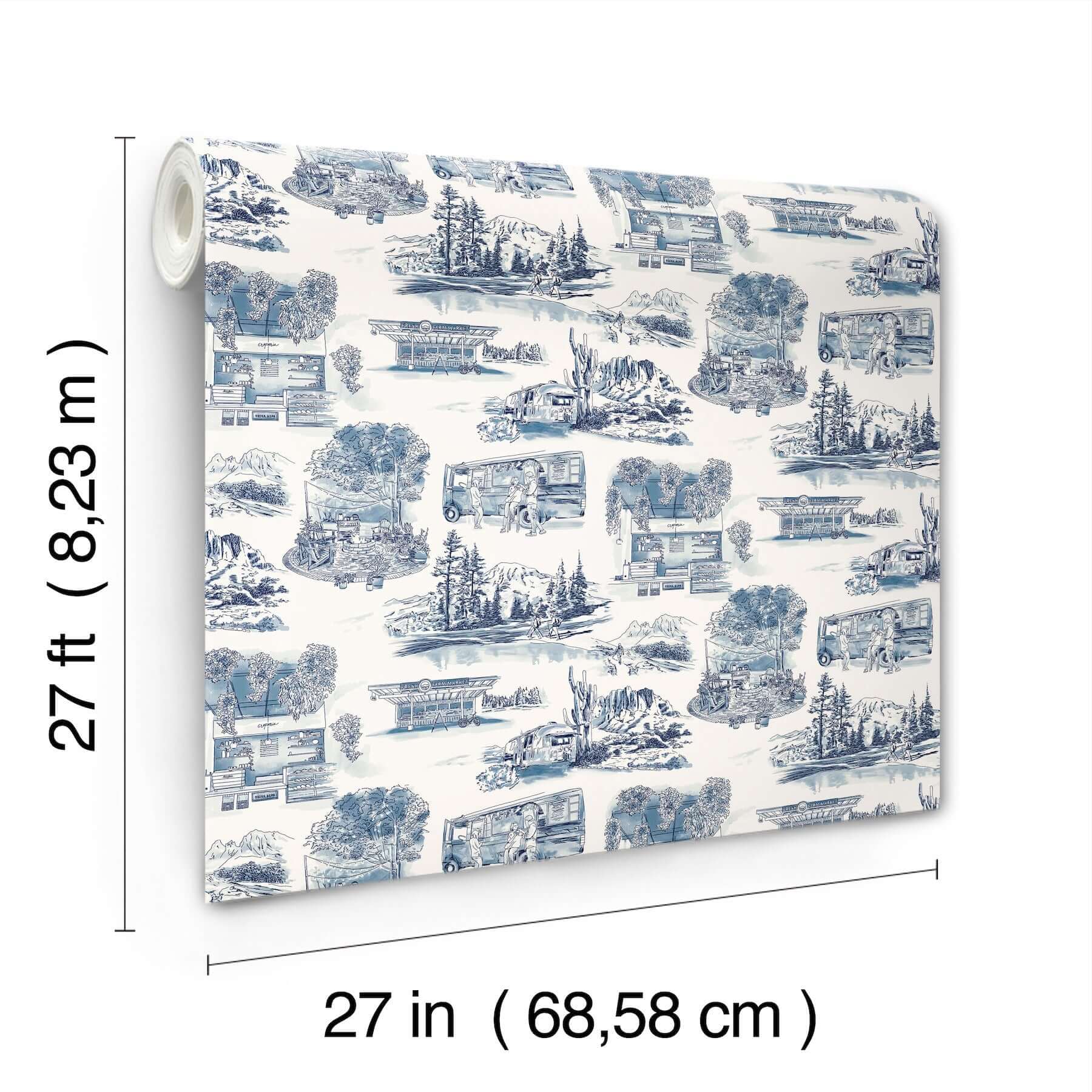 modern-vista-toile-wallpaper-navy-york-wallcoverings-rt7862 - York Wallcoverings Wallpaper