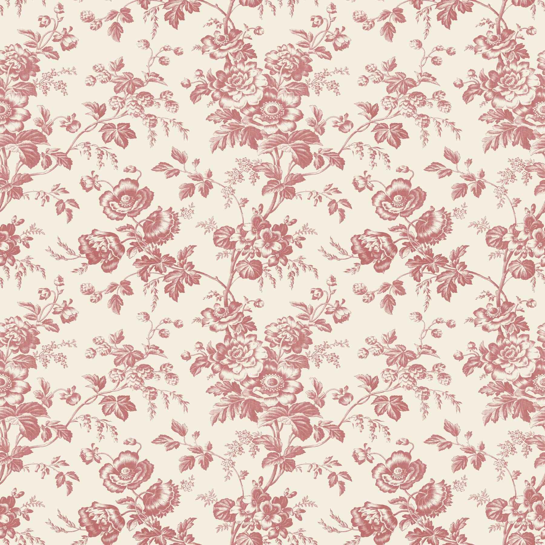 Anemone Toile French Red Wallpaper - York Wallcoverings - RT7871 - York Wallcoverings Wallpaper