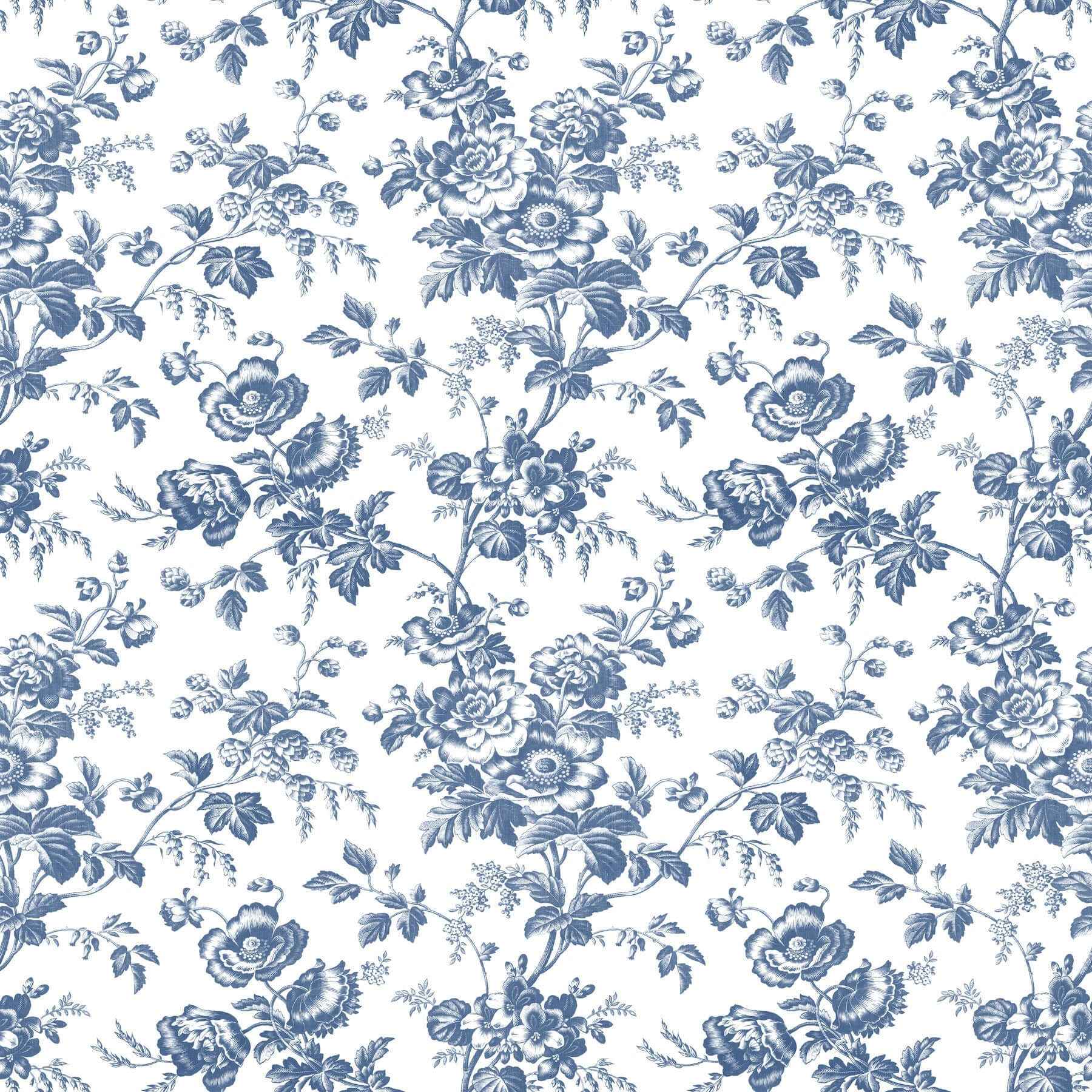 Anemone Toile Navy Wallpaper - York Wallcoverings - RT7873 - York Wallcoverings Wallpaper