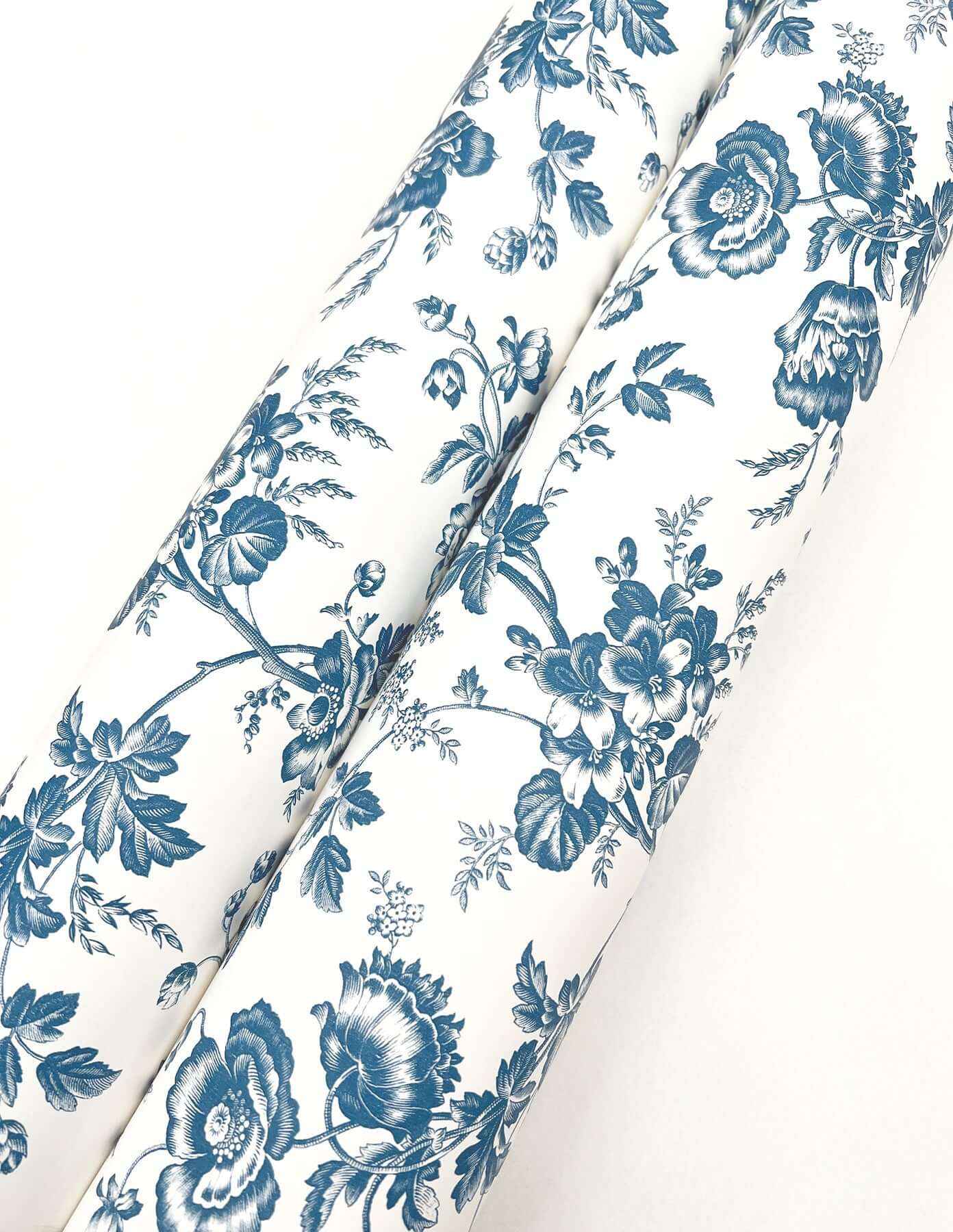 Anemone Toile Navy Wallpaper - York Wallcoverings - RT7873 - York Wallcoverings Wallpaper