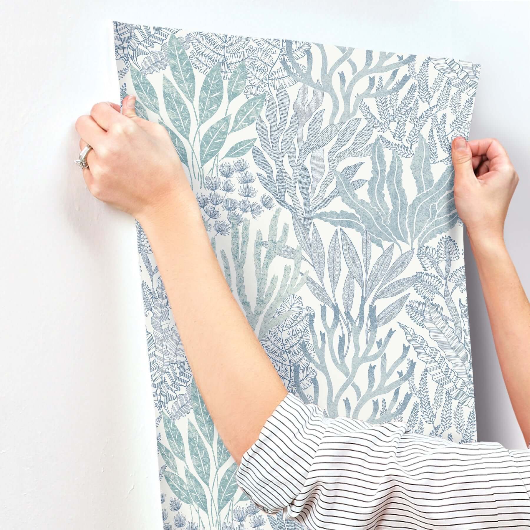 coral-leaves-wallpaper-blueaqua-york-wallcoverings-rt7804 - York Wallcoverings Wallpaper