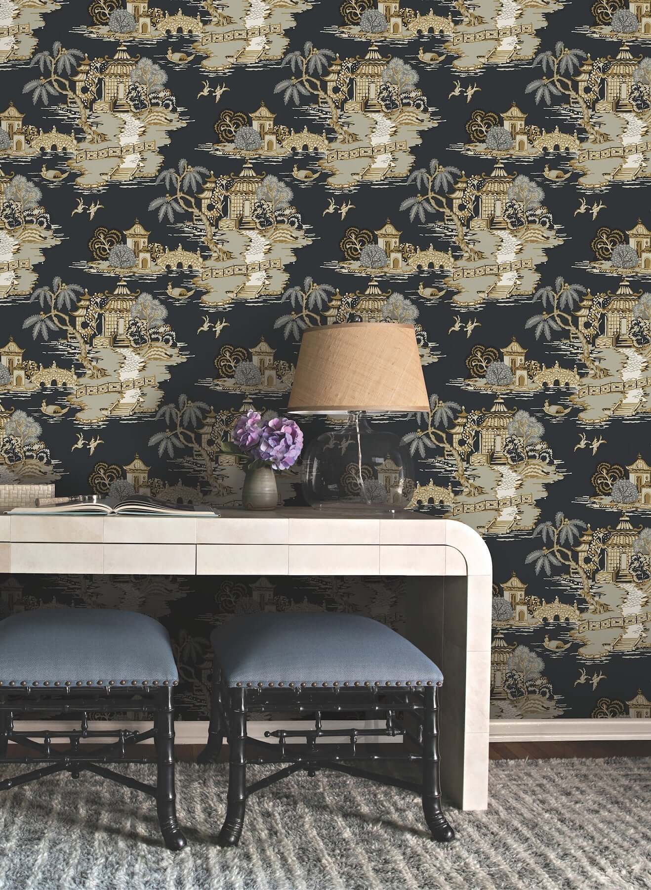 pagoda-and-sampan-scenic-black-wallpaper-york-wallcoverings-rt7902