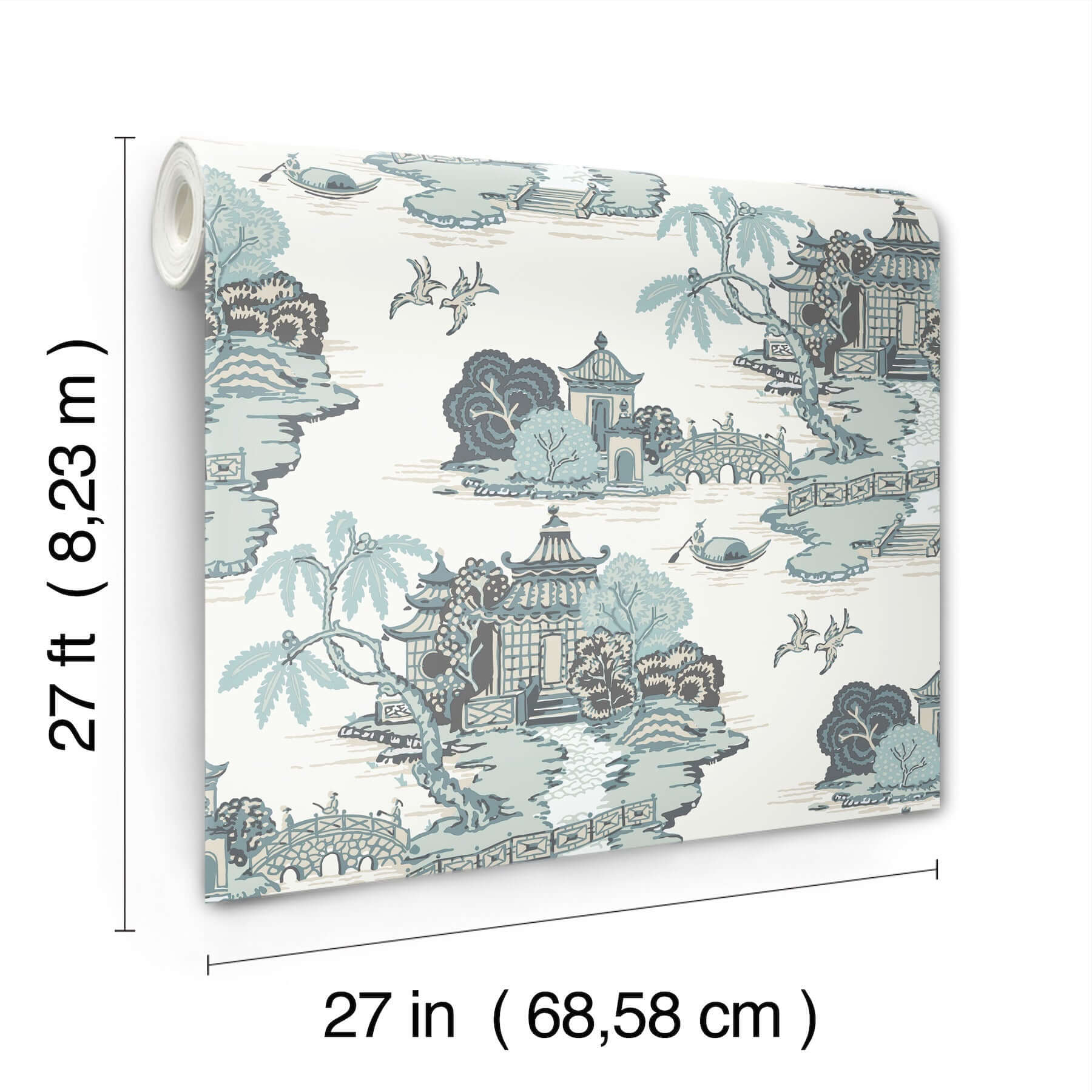 pagoda-and-sampan-scenic-wallpaper-seamist-york-wallcoverings-rt7904 - York Wallcoverings Wallpaper