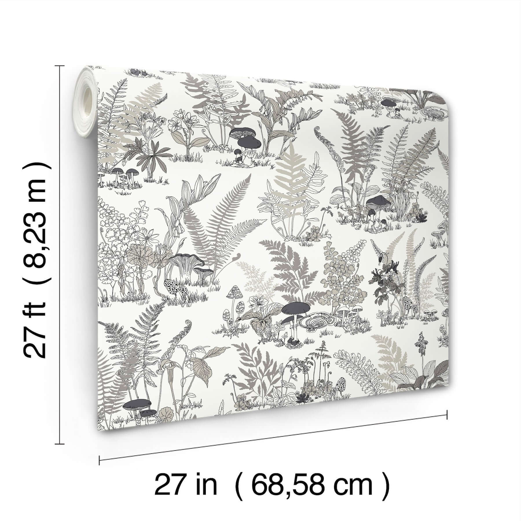 mushroom-garden-toile-wallpaper-blackgrey-york-wallcoverings-rt7893 - York Wallcoverings Wallpaper
