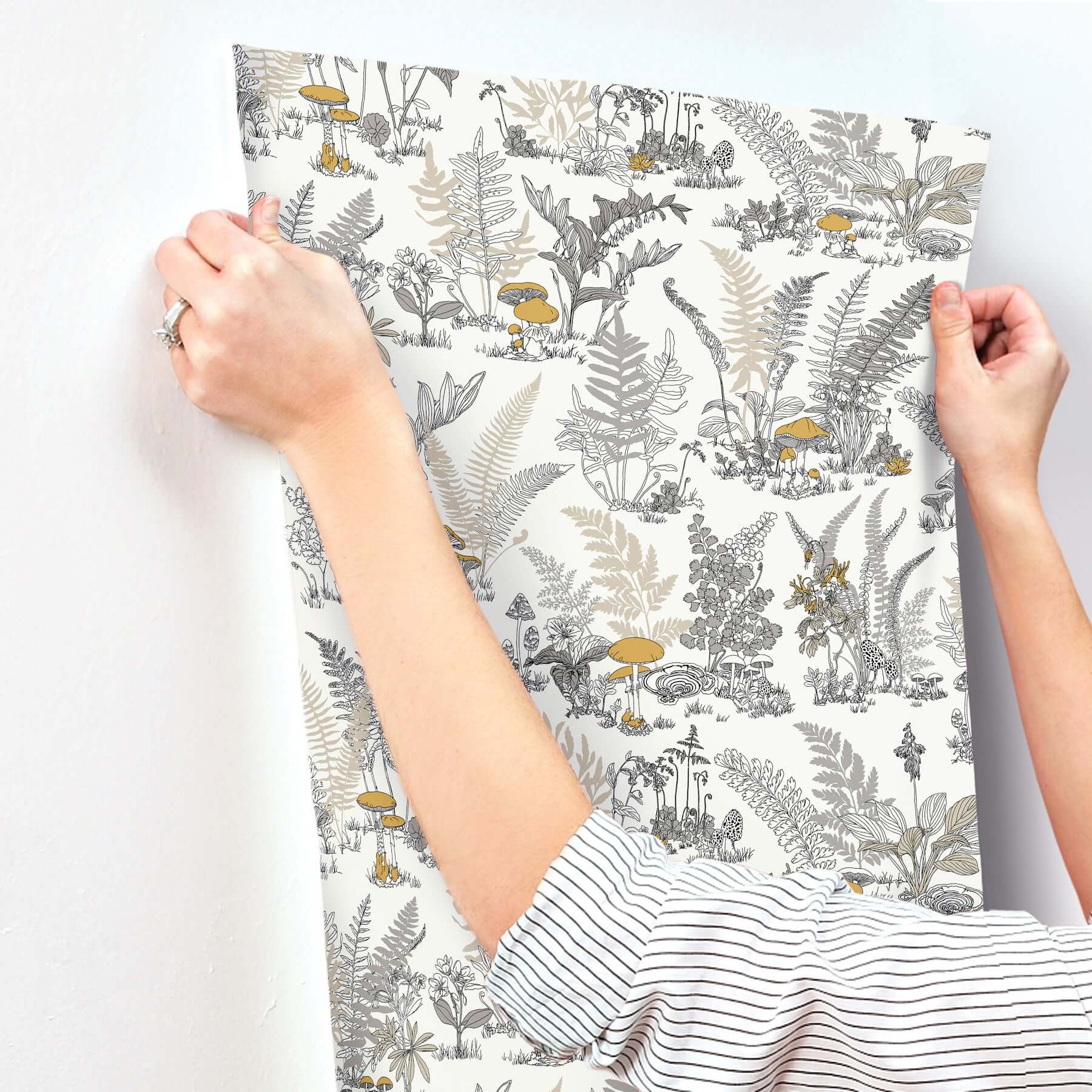 mushroom-garden-toile-wallpaper-neutralgold-york-wallcoverings-rt7892 - York Wallcoverings Wallpaper