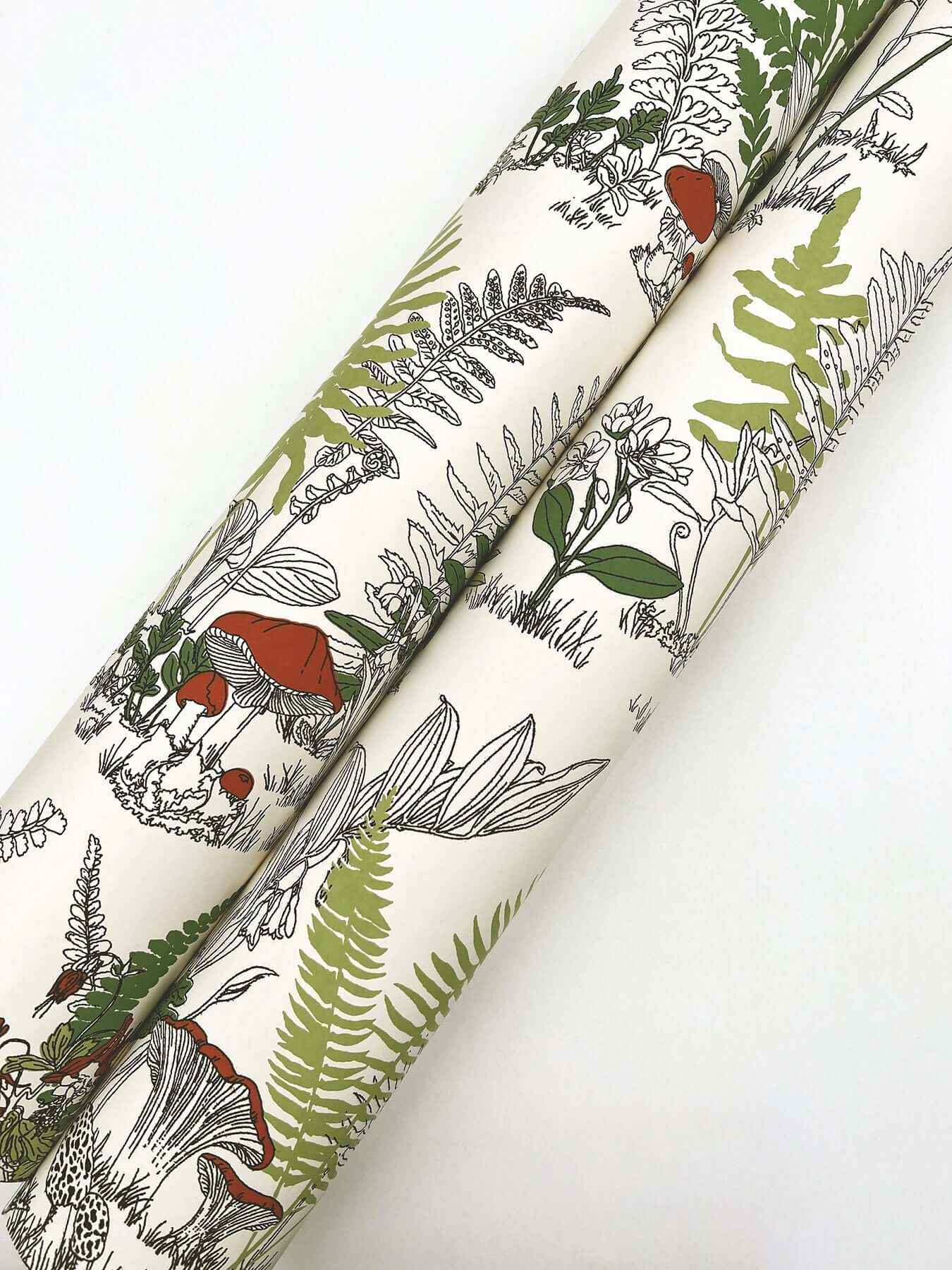 Mushroom Garden Toile Red & Green Wallpaper - York Wallcoverings - RT7891 - York Wallcoverings Wallpaper