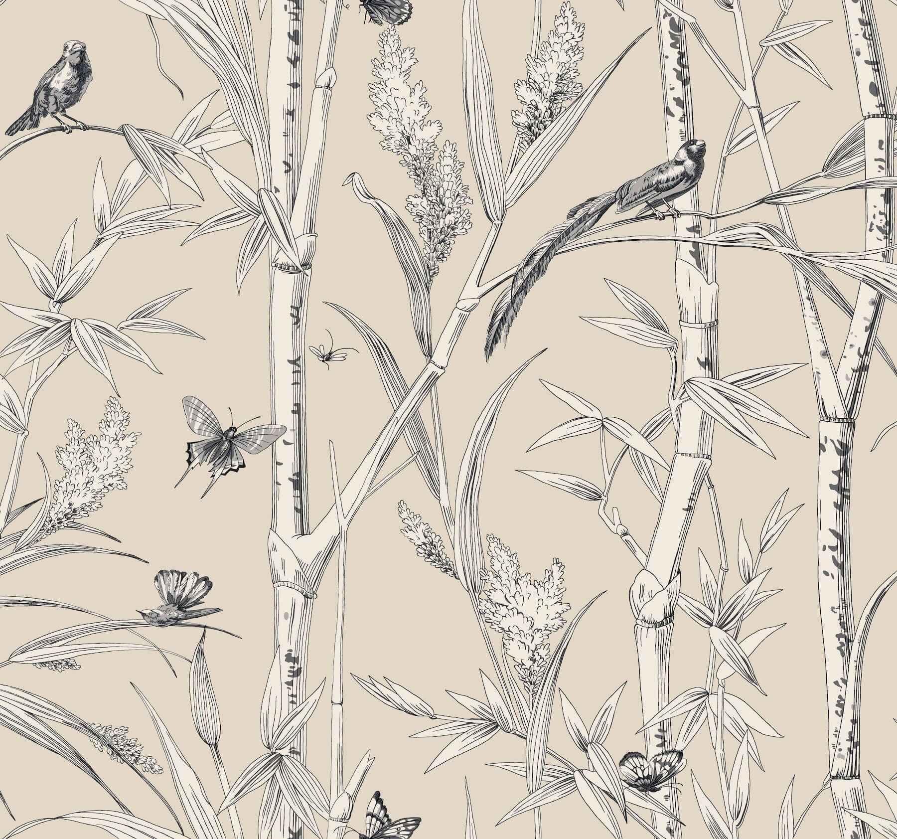 Bambou Toile Beige Wallpaper - York Wallcoverings - RT7832 - York Wallcoverings Wallpaper