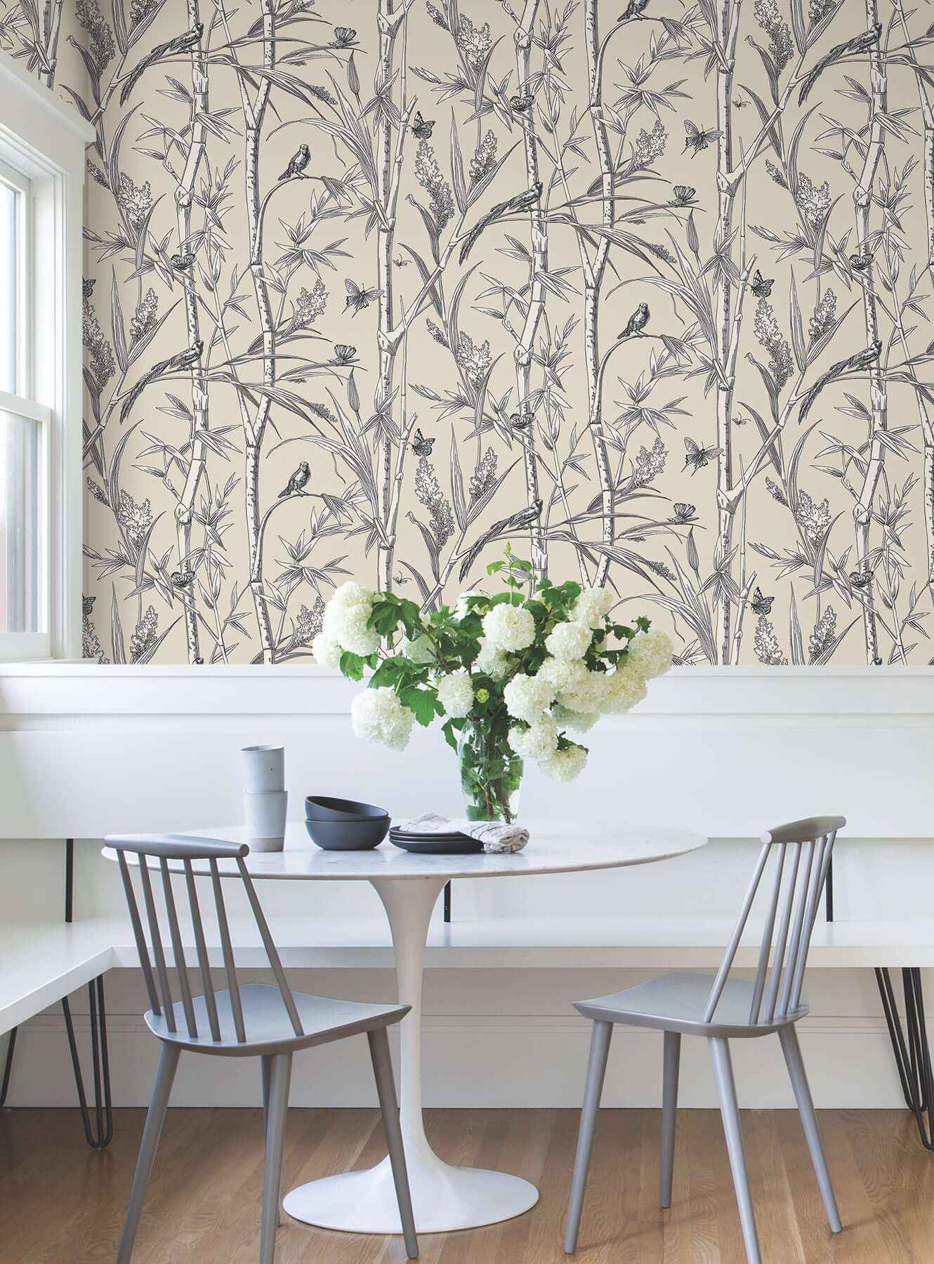 Bambou Toile Beige Wallpaper - York Wallcoverings - RT7832 - York Wallcoverings Wallpaper