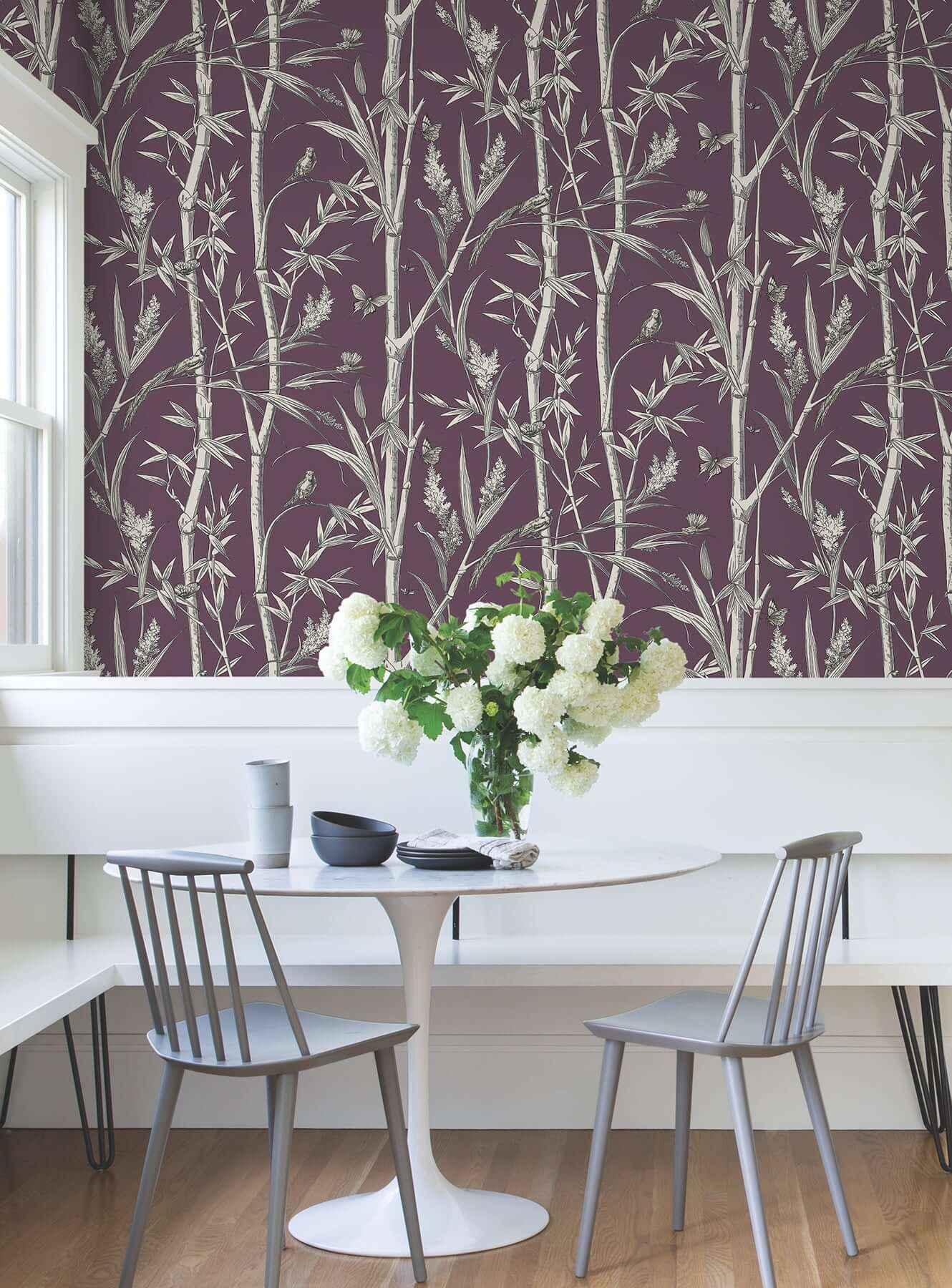 Bambou Toile Burgundy Wallpaper - York Wallcoverings - RT7835 - York Wallcoverings Wallpaper