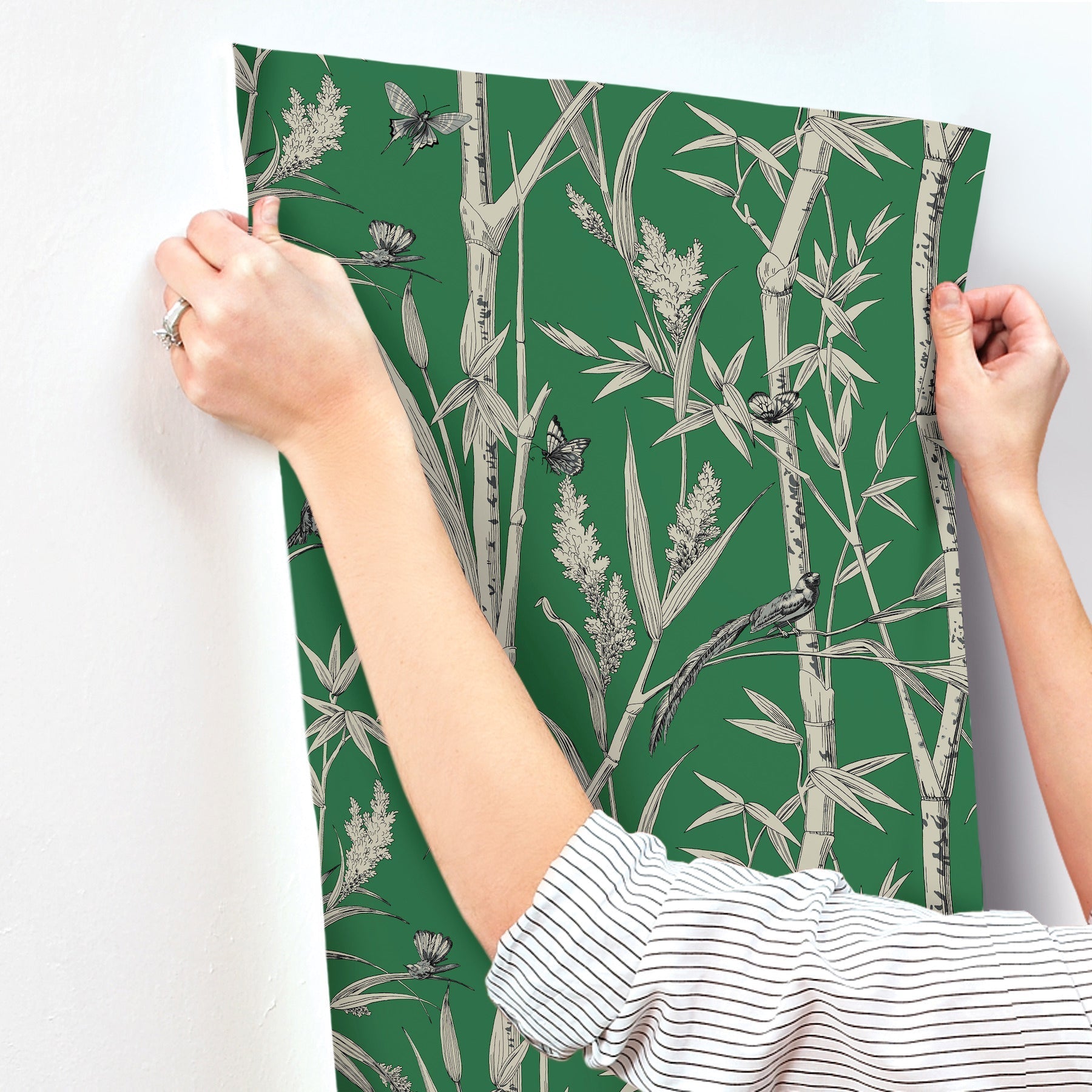 bambou-toile-wallpaper-green-york-wallcoverings-rt7831 - York Wallcoverings Wallpaper