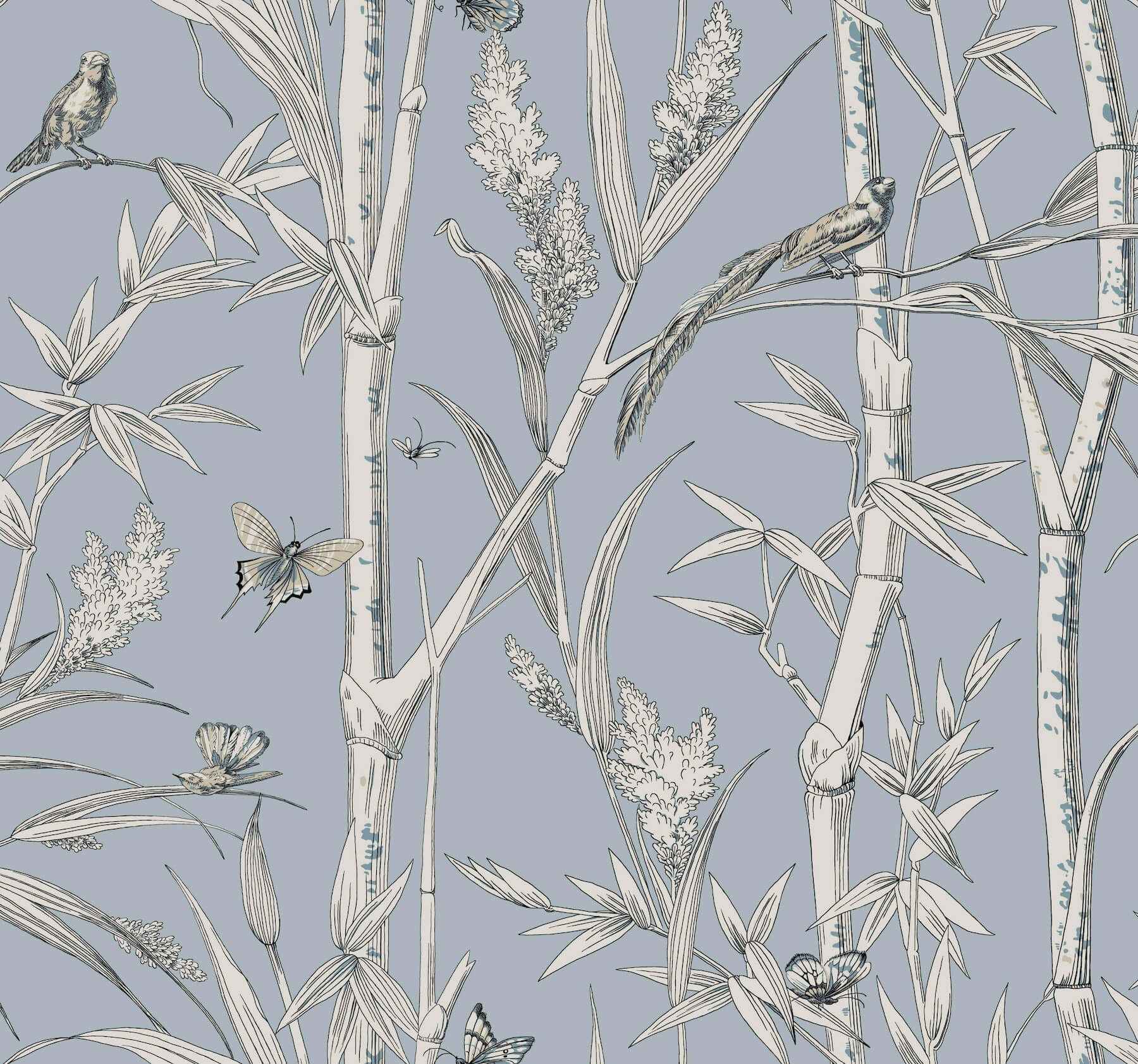 Bambou Toile Sky Blue Wallpaper - York Wallcoverings - RT7833 - York Wallcoverings Wallpaper