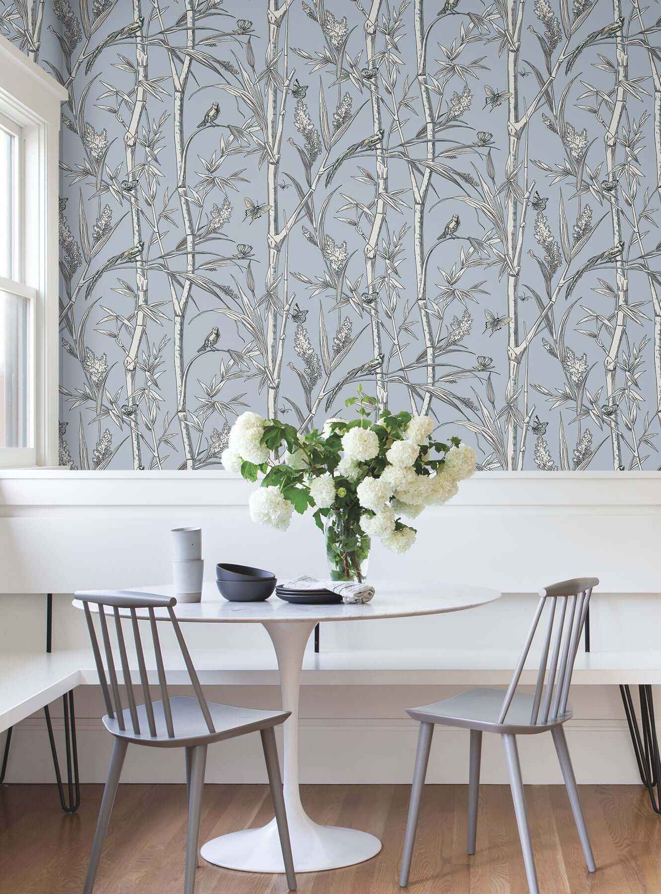 Bambou Toile Sky Blue Wallpaper - York Wallcoverings - RT7833 - York Wallcoverings Wallpaper