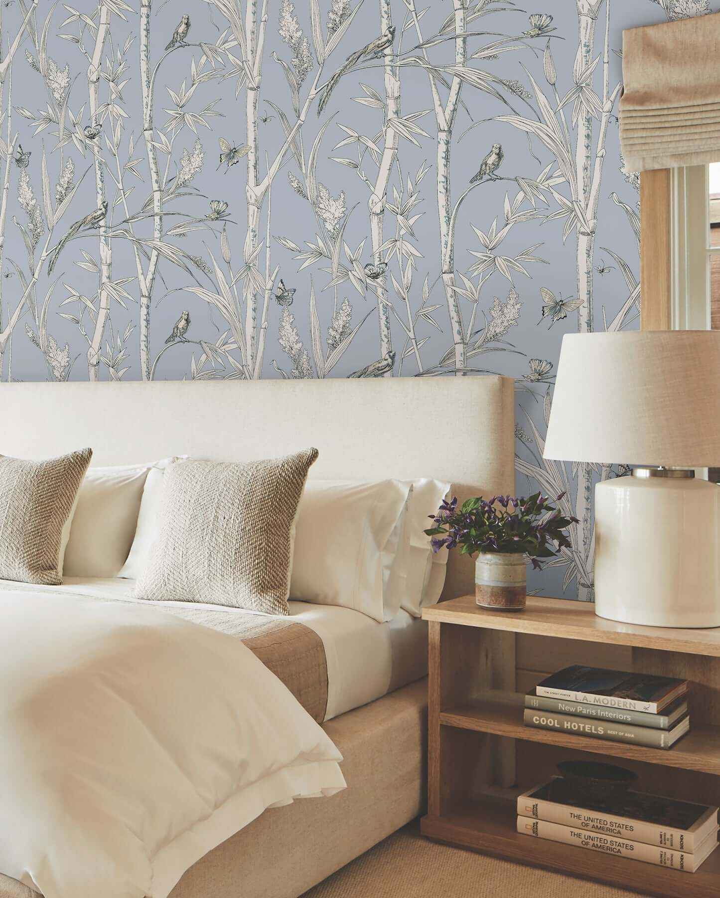 Bambou Toile Sky Blue Wallpaper - York Wallcoverings - RT7833 - York Wallcoverings Wallpaper