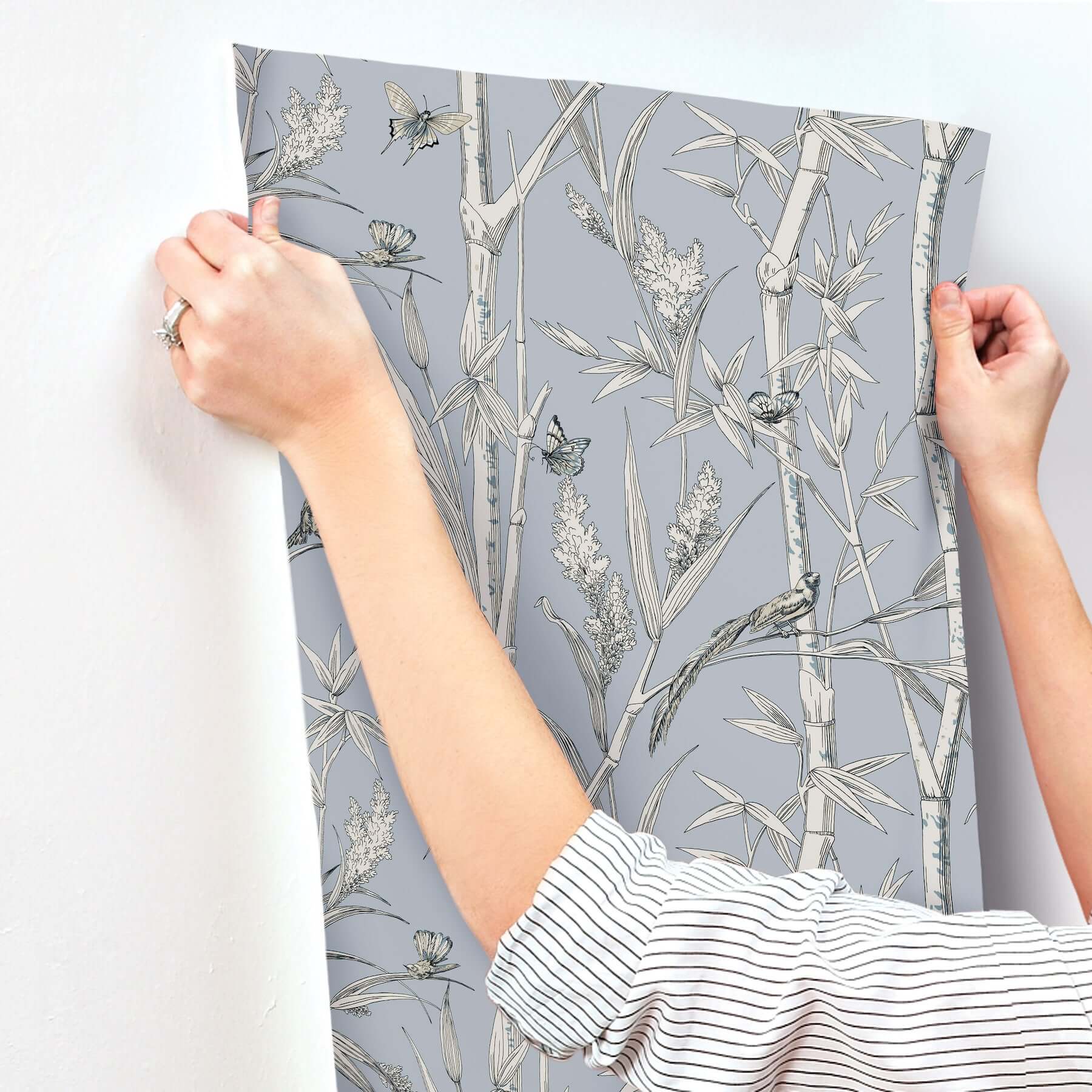 bambou-toile-wallpaper-sky-york-wallcoverings-rt7833 - York Wallcoverings Wallpaper