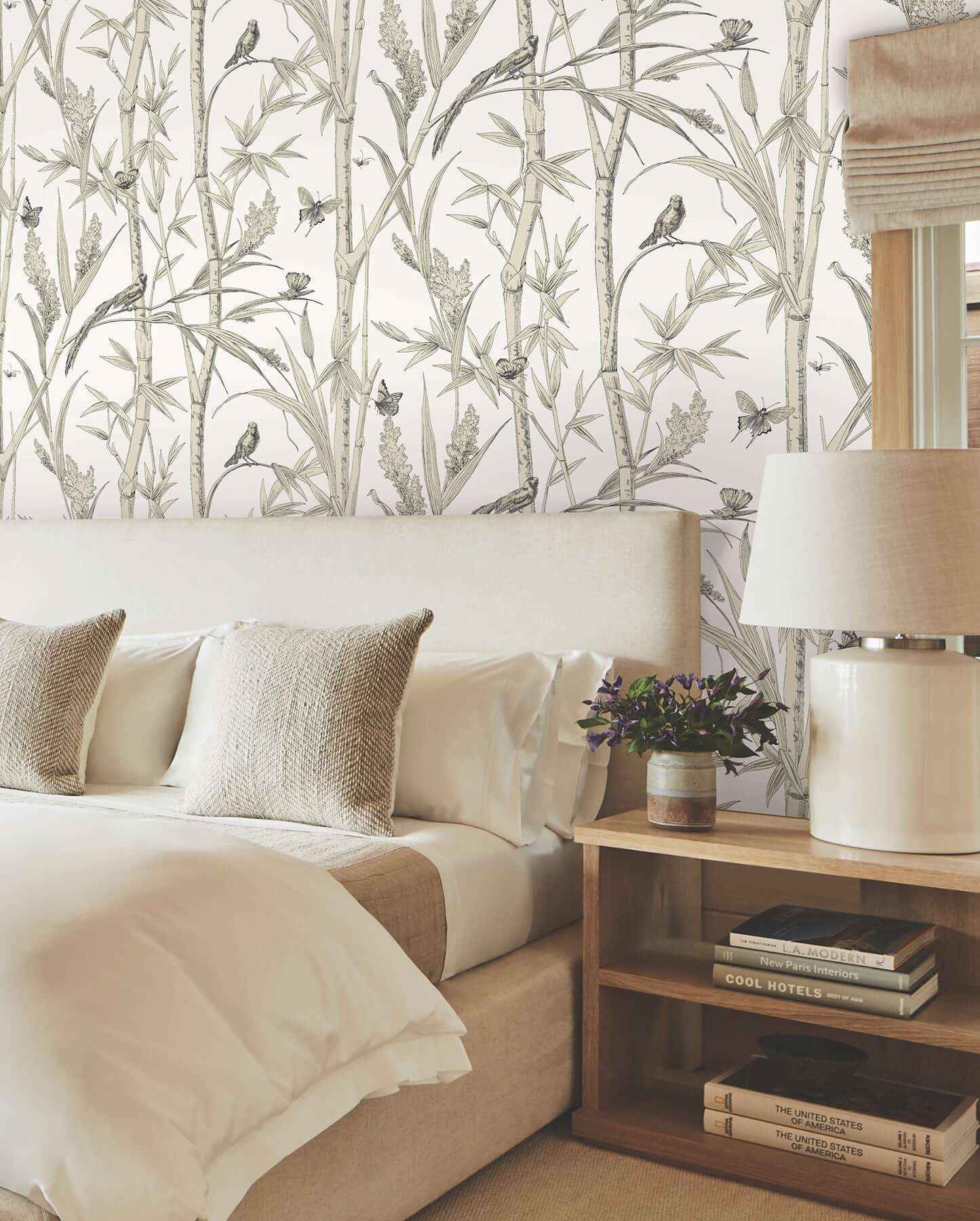 Bambou Toile White Wallpaper - York Wallcoverings - RT7836 - York Wallcoverings Wallpaper
