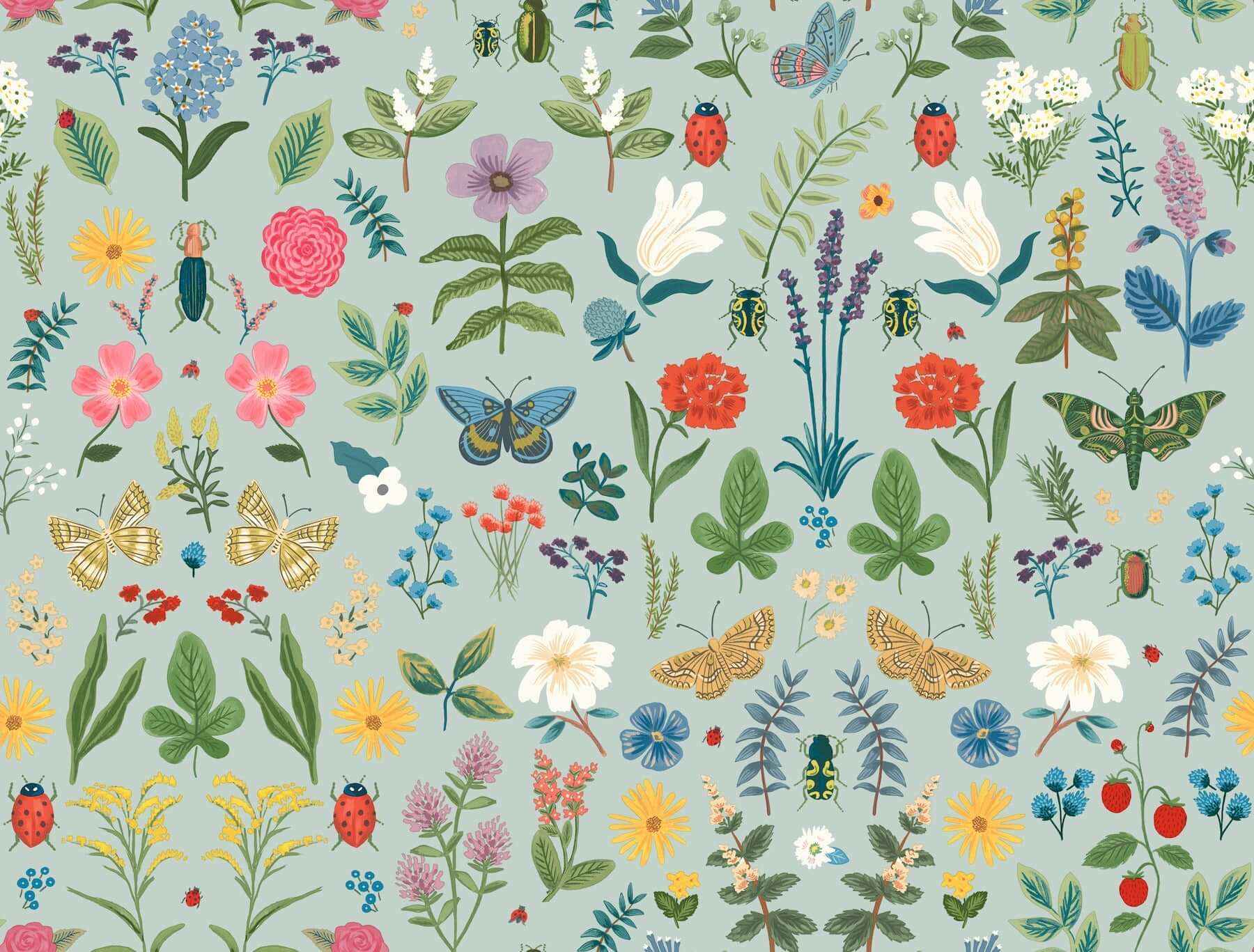 Curio Mint Peel & Stick Wallpaper - York Wallcoverings - PSW1540RL - York Wallcoverings Wallpaper