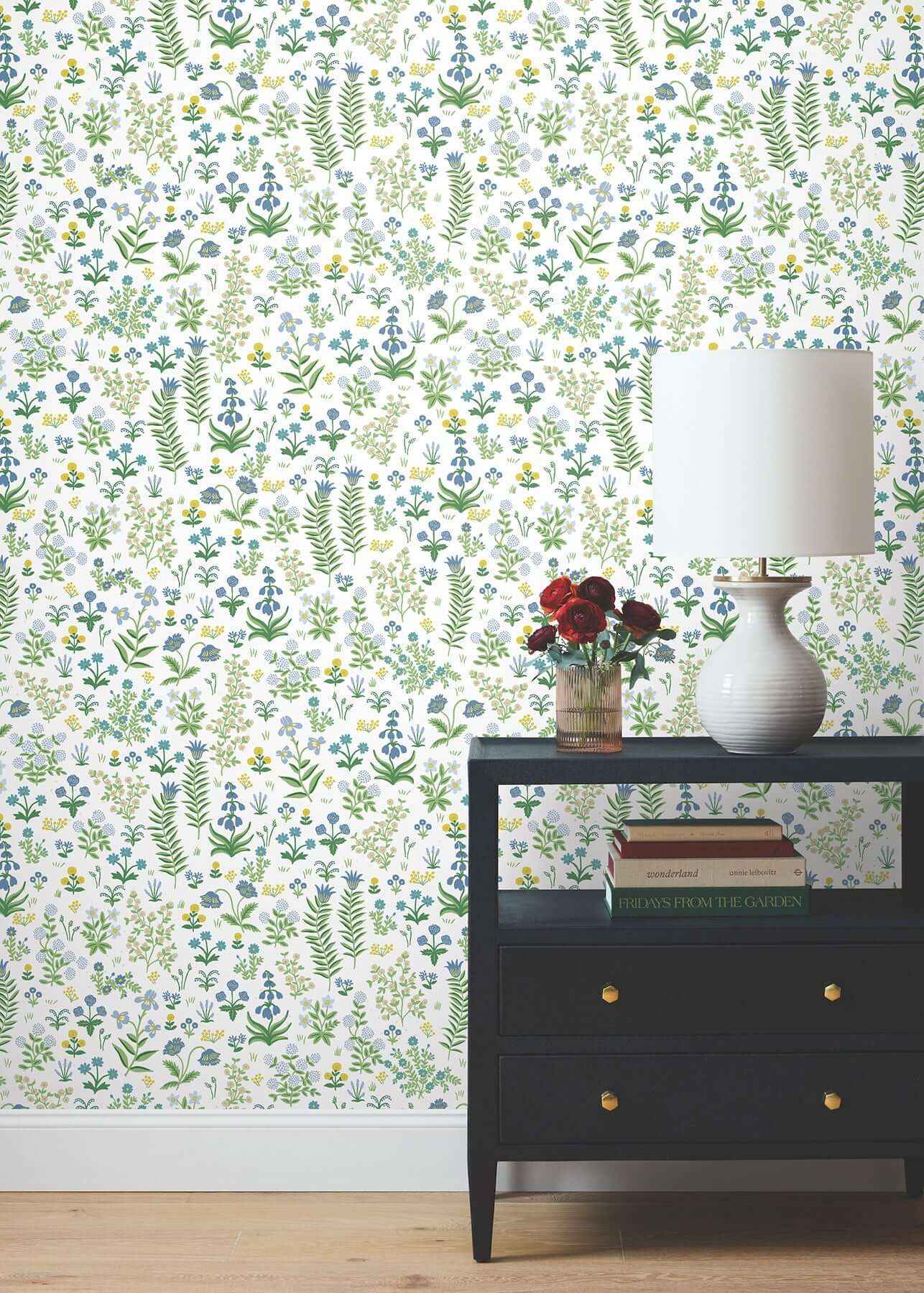 Menagerie Garden Blue Multicolor Peel & Stick Wallpaper - York Wallcoverings - PSW1551RL - York Wallcoverings Wallpaper