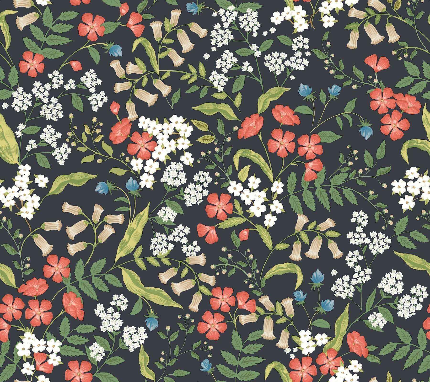 Sweetbrier Black Peel & Stick Wallpaper - York Wallcoverings - PSW1549RL - York Wallcoverings Wallpaper