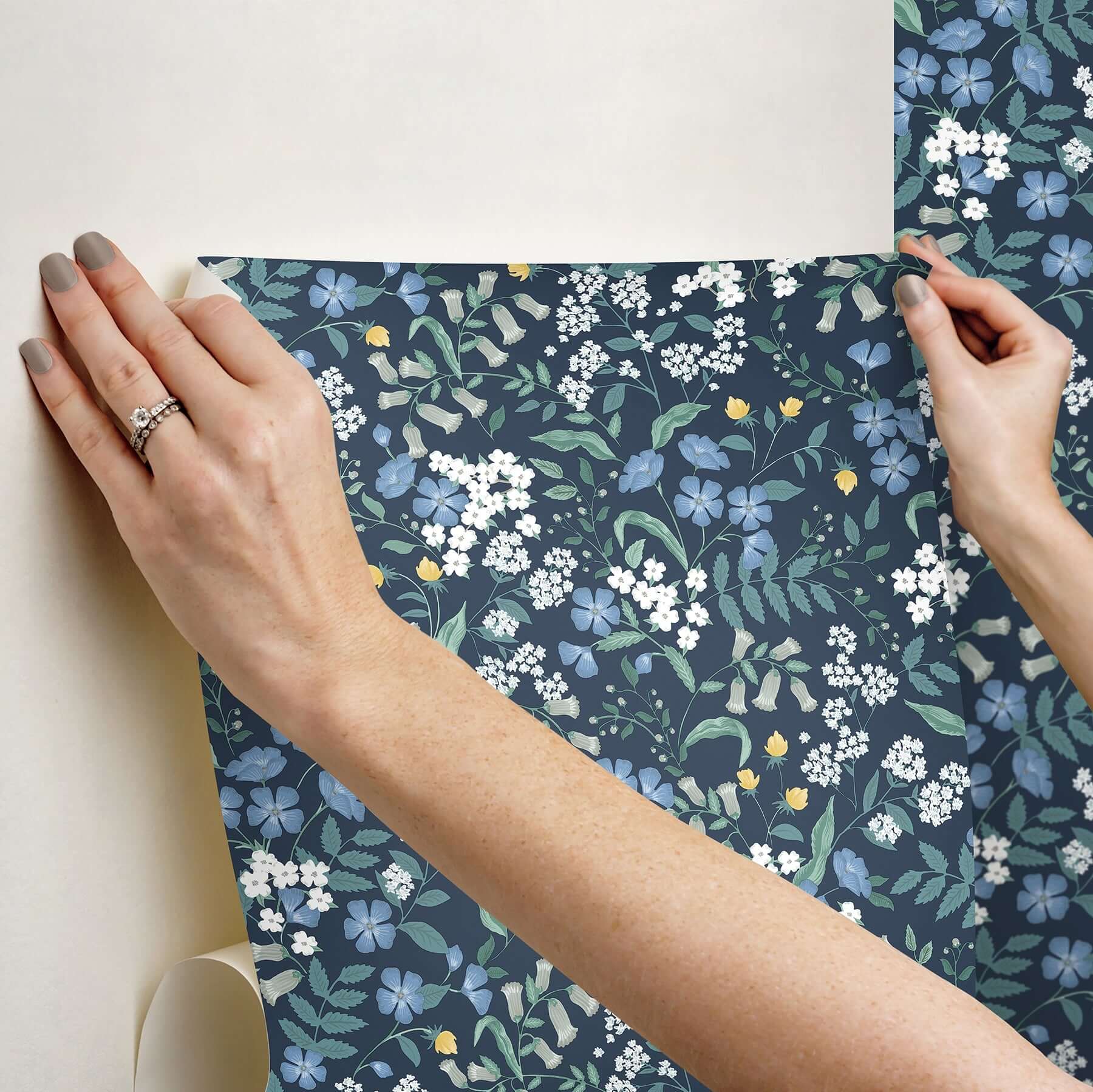 sweetbrier-peel-stick-wallpaper-navy-york-wallcoverings-psw1544rl - York Wallcoverings Wallpaper