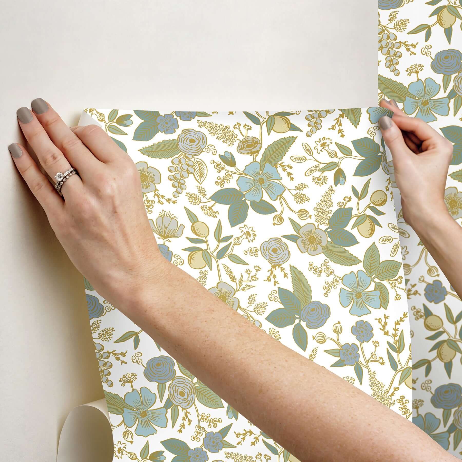 colette-peel-stick-wallpaper-blue-multi-york-wallcoverings-psw1535rl - York Wallcoverings Wallpaper