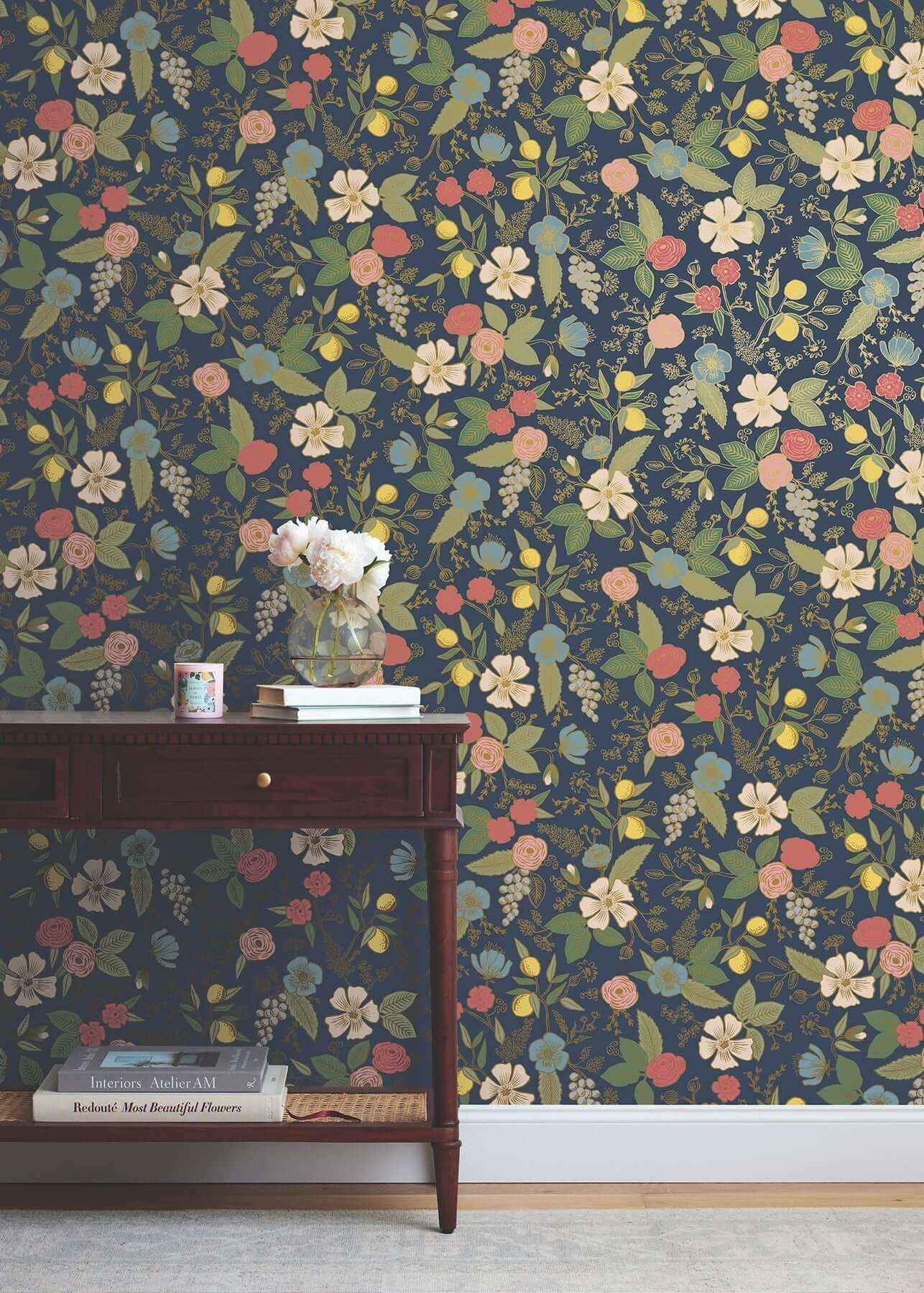 Colette Navy Peel & Stick Wallpaper - York Wallcoverings - PSW1534RL - York Wallcoverings Wallpaper