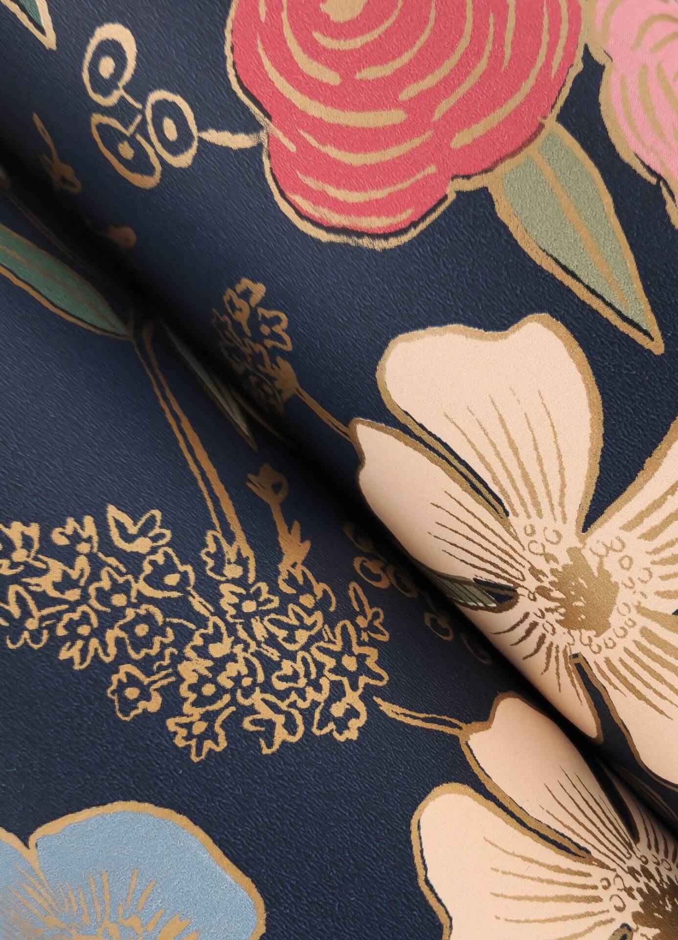 Colette Navy Peel & Stick Wallpaper - York Wallcoverings - PSW1534RL - York Wallcoverings Wallpaper