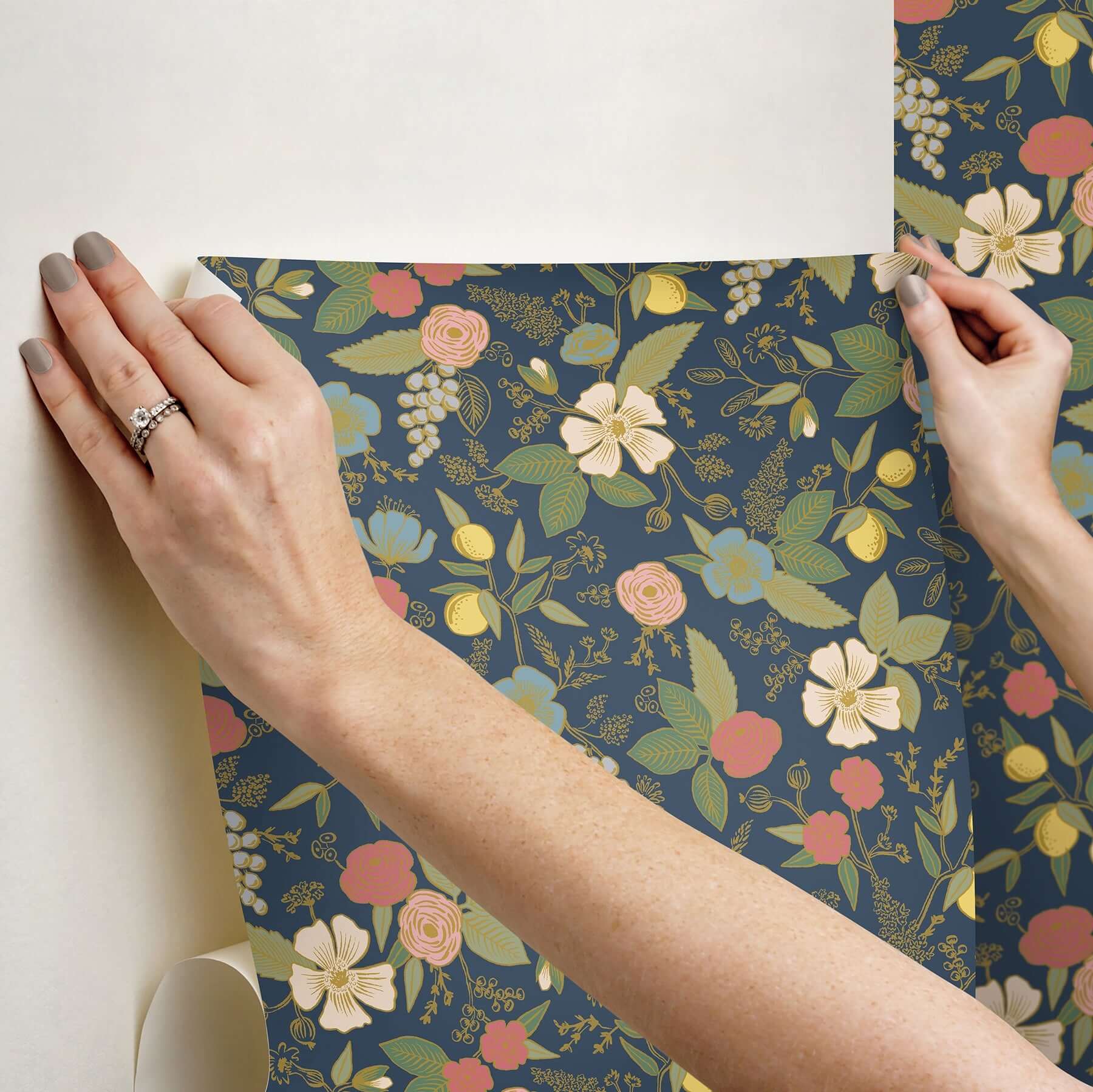 colette-navy-peel-stick-wallpaper-york-wallcoverings-psw1534rl - York Wallpaper Wallpaper