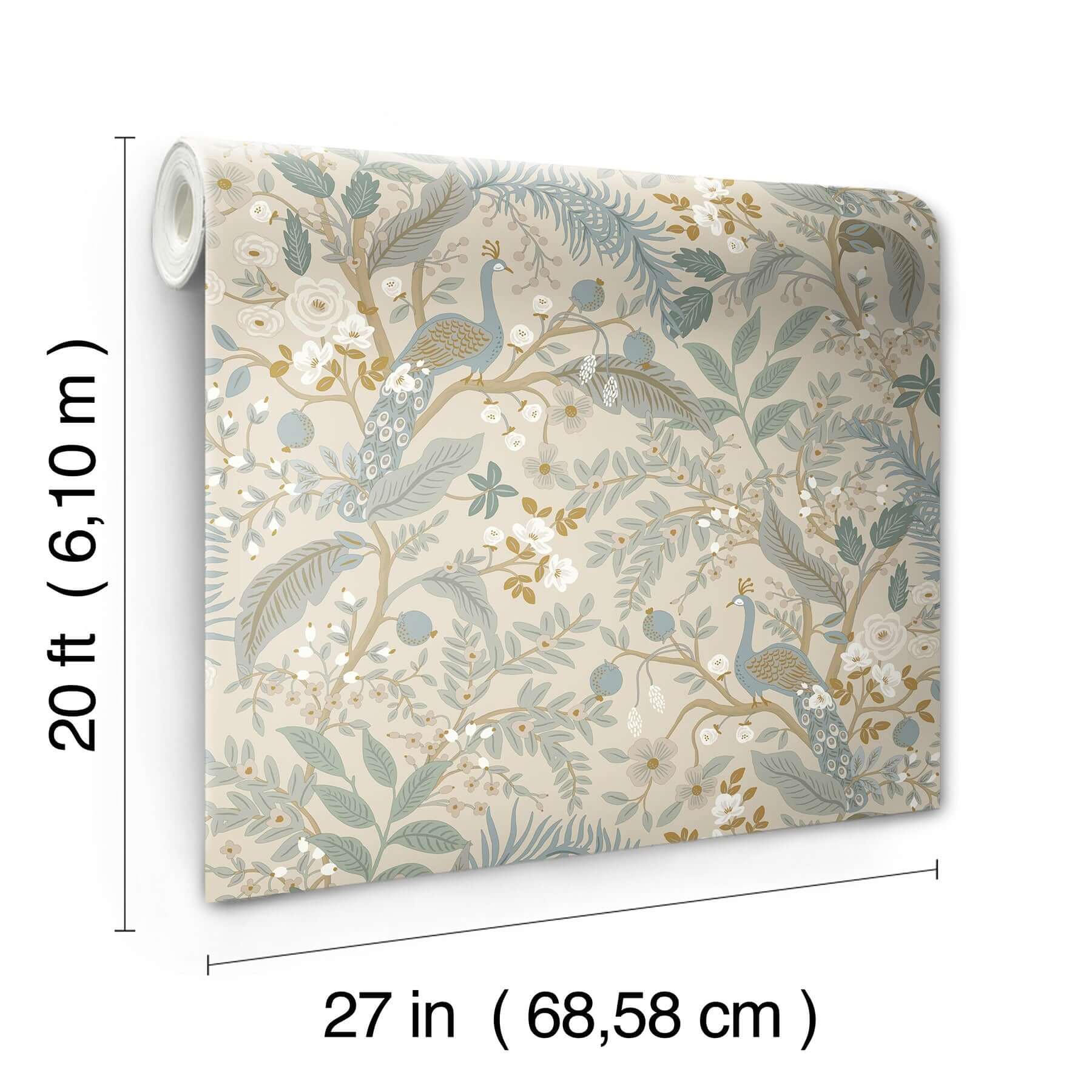 peacock-garden-peel-stick-wallpaper-linen-york-wallcoverings-psw1538rl - York Wallcoverings Wallpaper