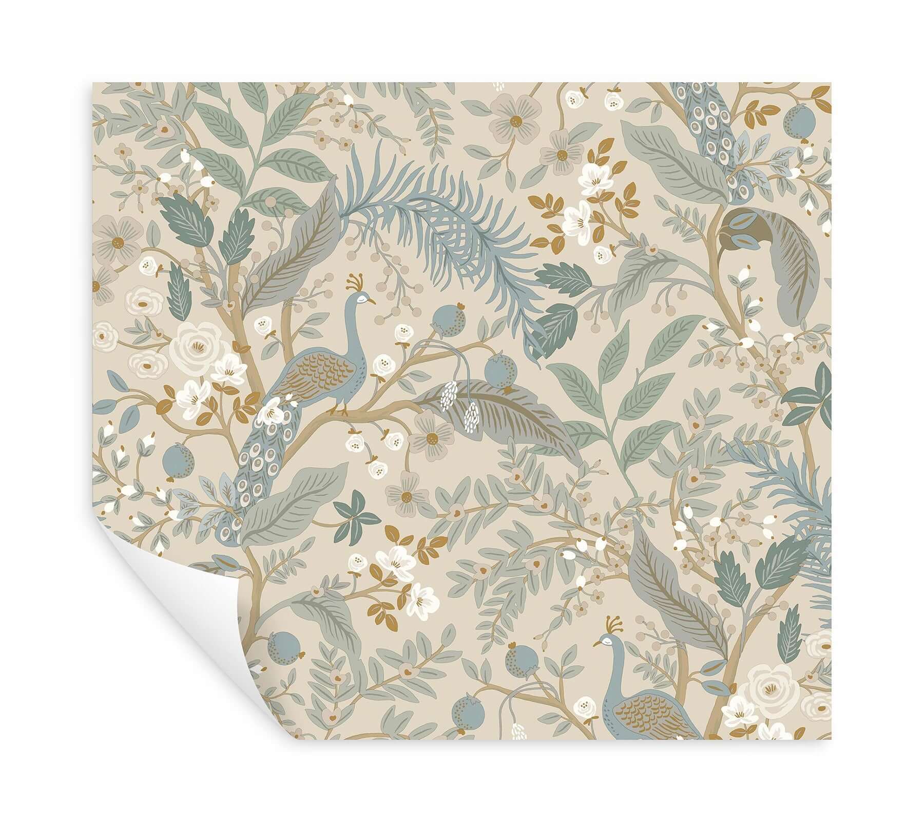 peacock-garden-peel-stick-wallpaper-linen-york-wallcoverings-psw1538rl - York Wallcoverings Wallpaper