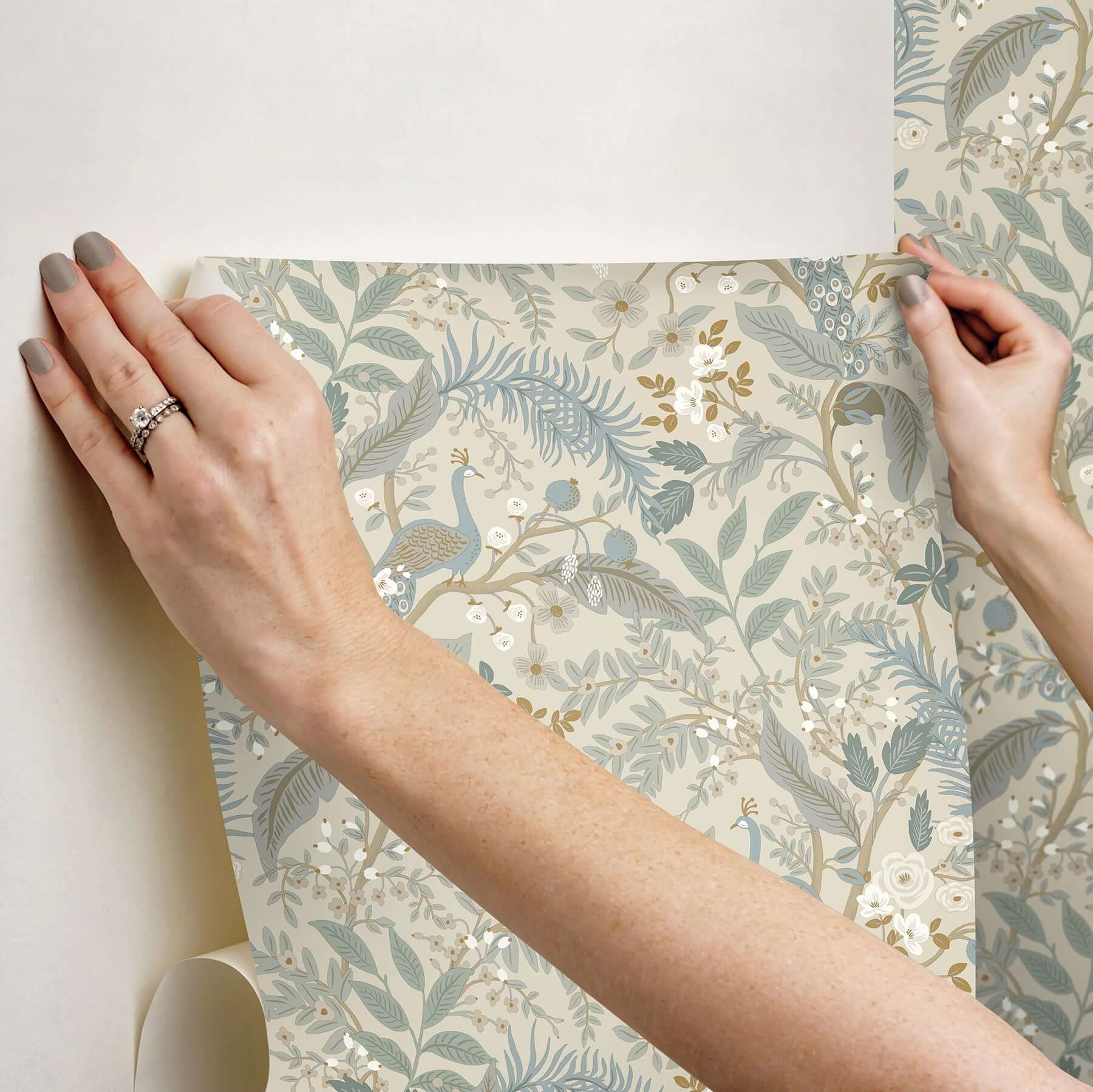 peacock-garden-peel-stick-wallpaper-linen-york-wallcoverings-psw1538rl - York Wallcoverings Wallpaper