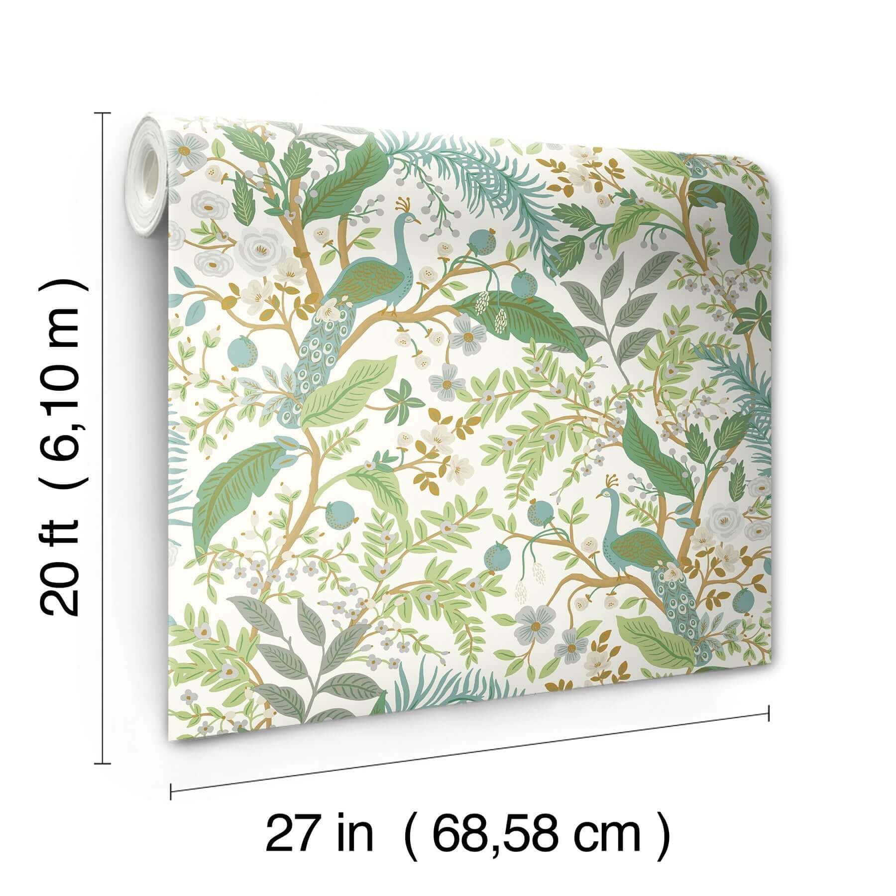 peacock-garden-peel-stick-wallpaper-white-york-wallcoverings-psw1539rl - York Wallcoverings Wallpaper