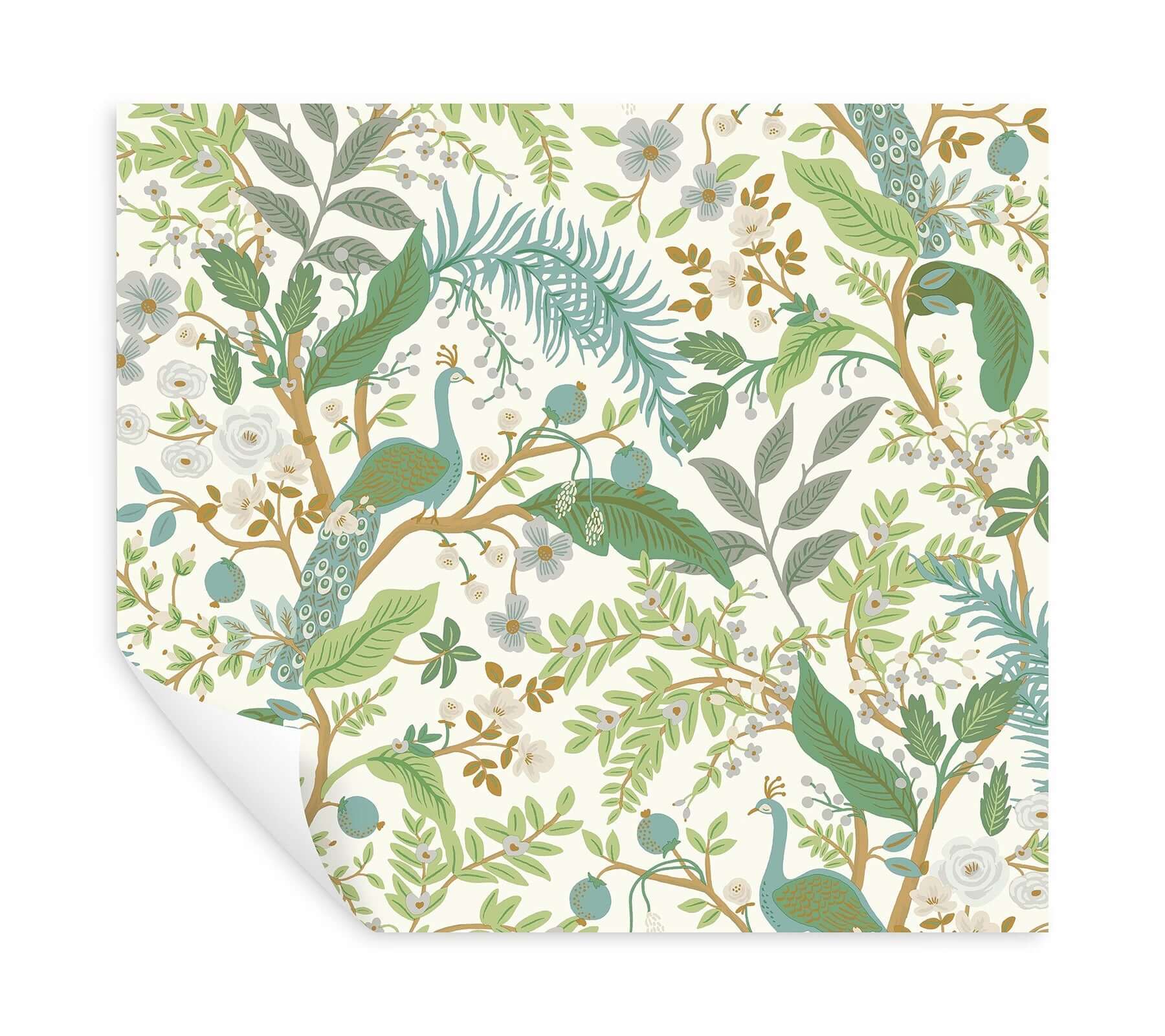 peacock-garden-peel-stick-wallpaper-white-york-wallcoverings-psw1539rl - York Wallcoverings Wallpaper
