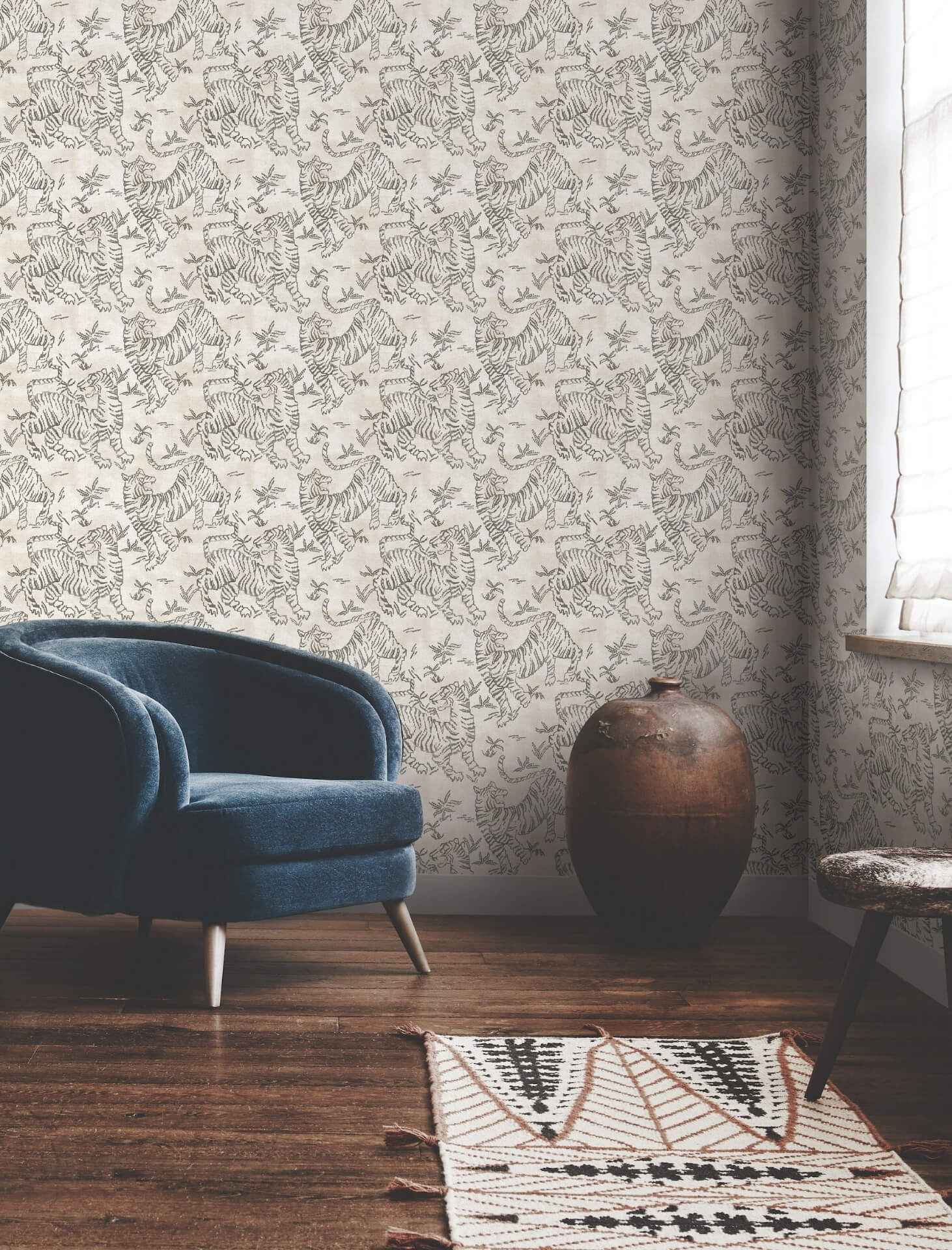 Orly Tigers White Wallpaper - York Wallcoverings - LM5331 - York Wallcoverings Wallpaper