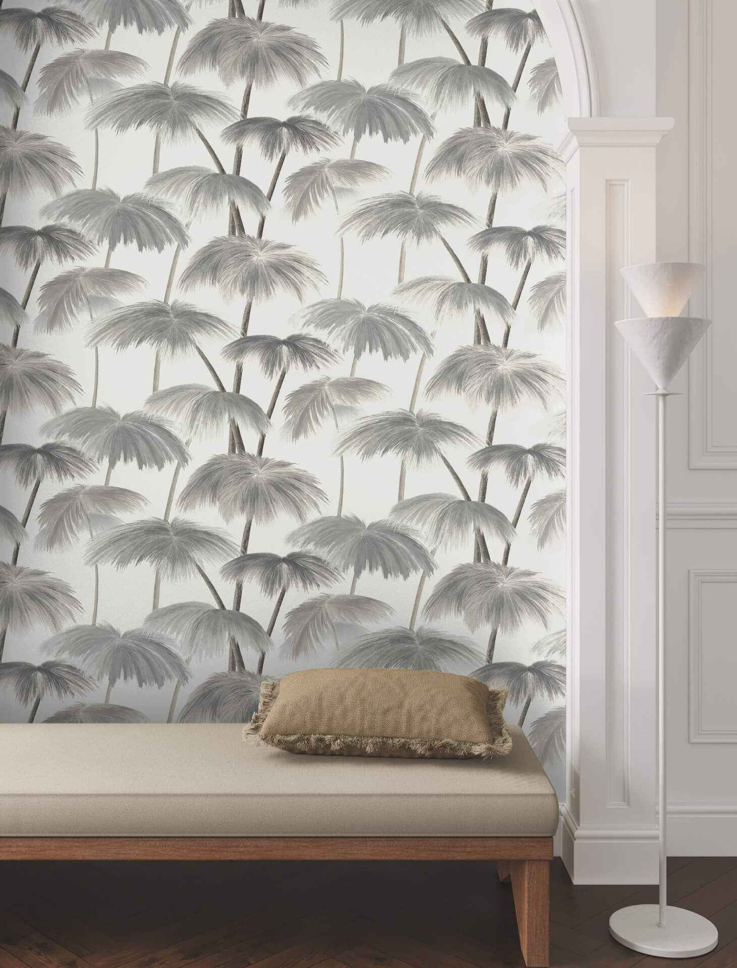 Plein Air Palms Black & White Wallpaper - York Wallcoverings - LM5432 - York Wallcoverings Wallpaper