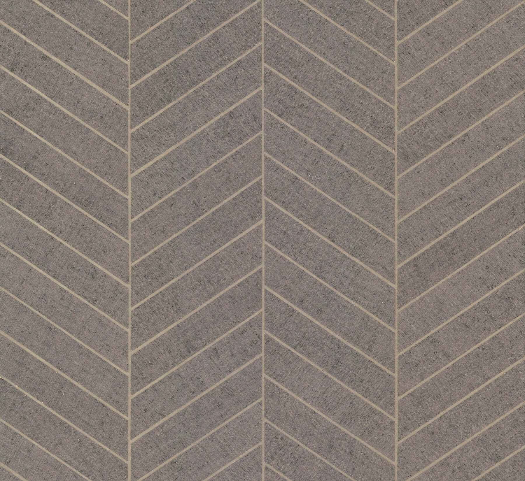 Atelier Herringbone Natural Grey Wallpaper - York Wallcoverings - HO2110GV