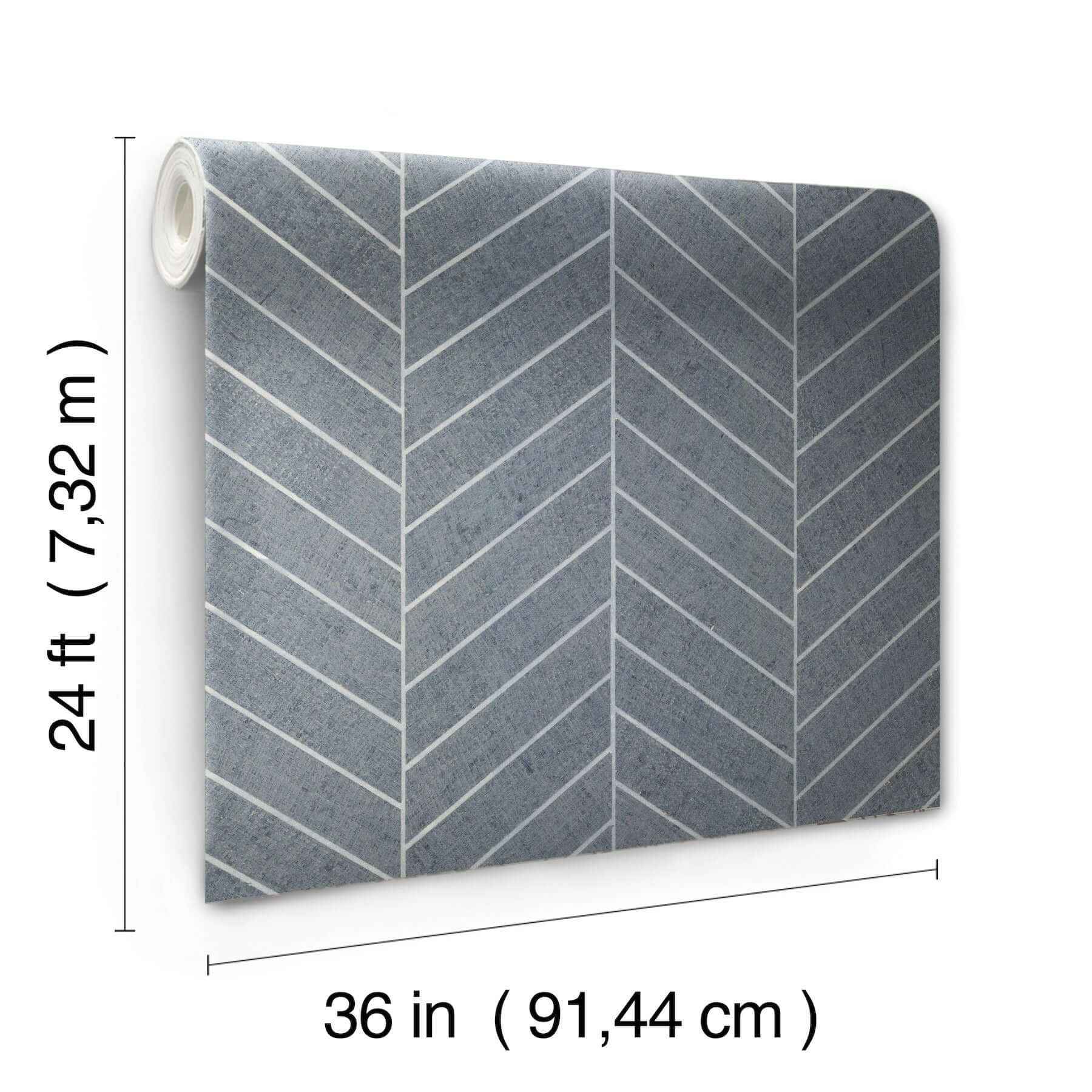 Atelier Herringbone Steel Blue Wallpaper - York Wallcoverings - HO2107GV - York Wallcoverings Wallpaper
