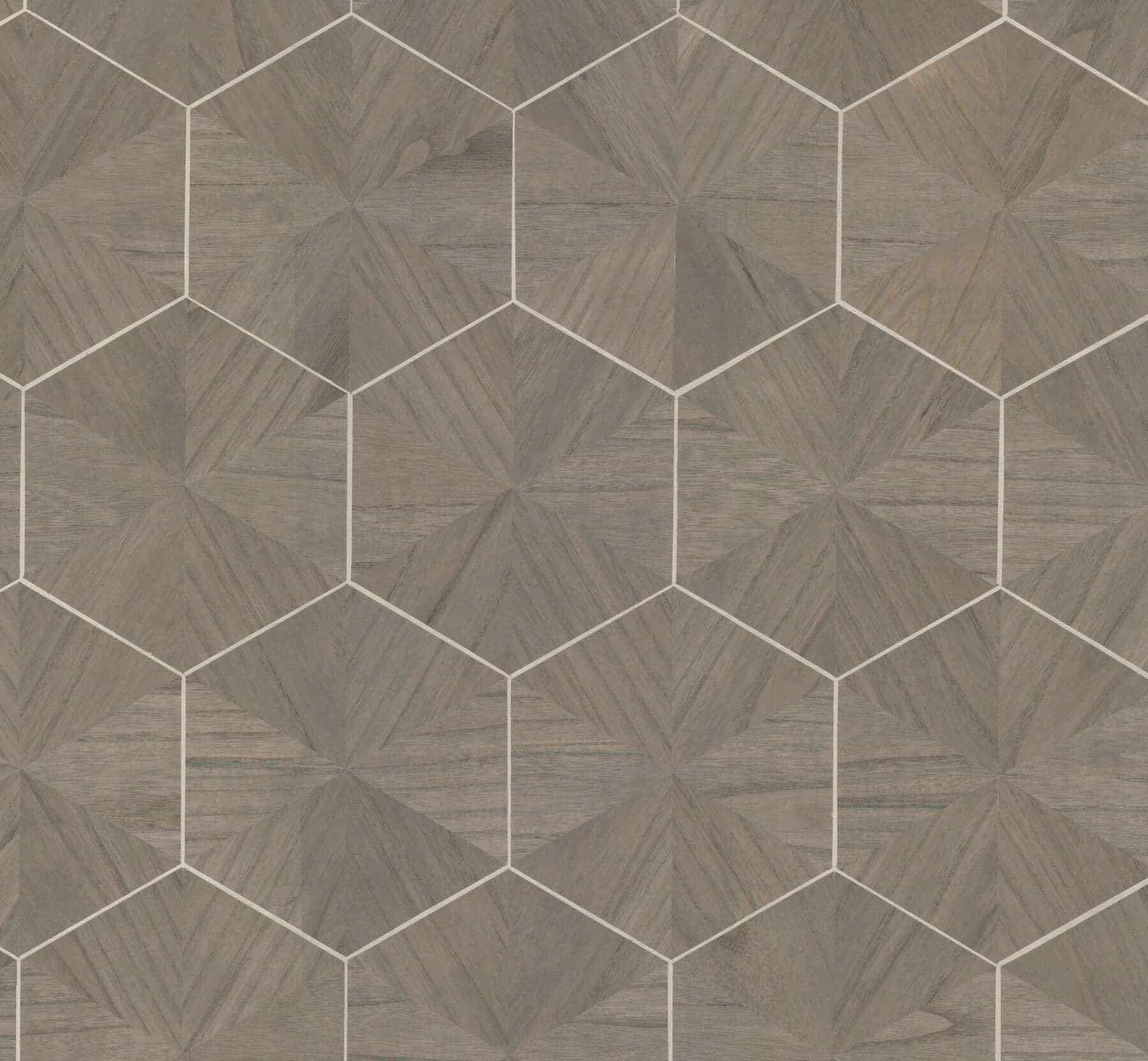 Hexagram Wood Veneer Caper Wallpaper - York Wallcoverings - HO2102GV