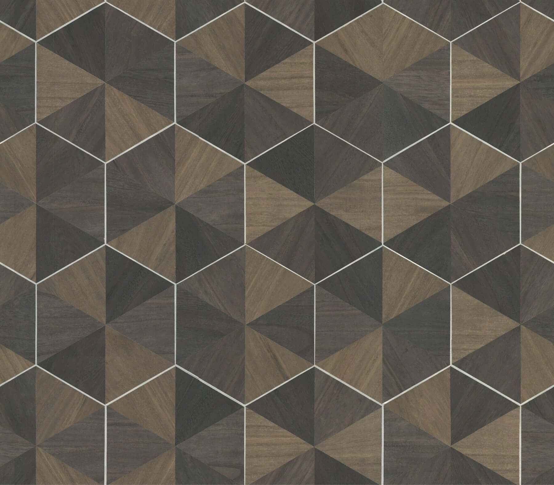 Hexagram Wood Veneer Smoke Wallpaper - York Wallcoverings - HO2103GV - York Wallcoverings Wallpaper